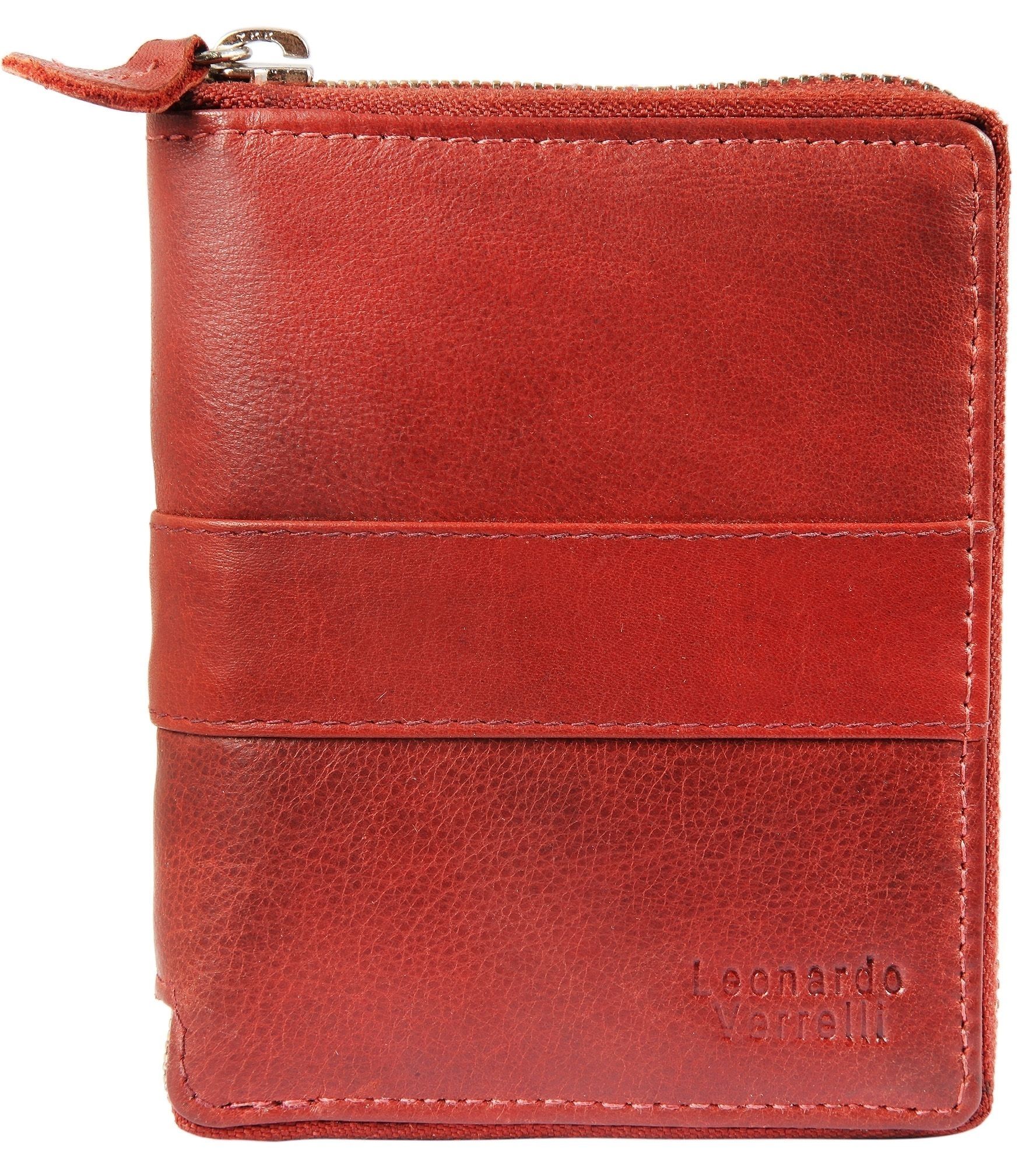 Leonardo Verrelli Geldbörse aus Echtleder mit RFID-Schutz in rot