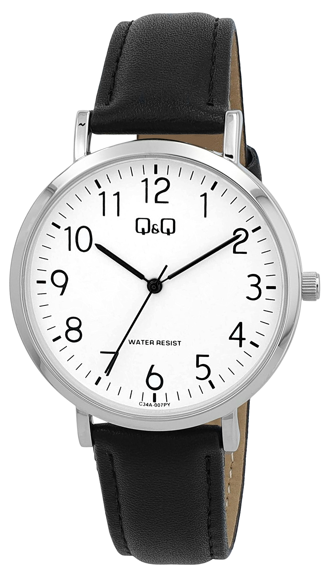 Q&amp;Q herenhorloge met imitatieleren band, 3 BAR