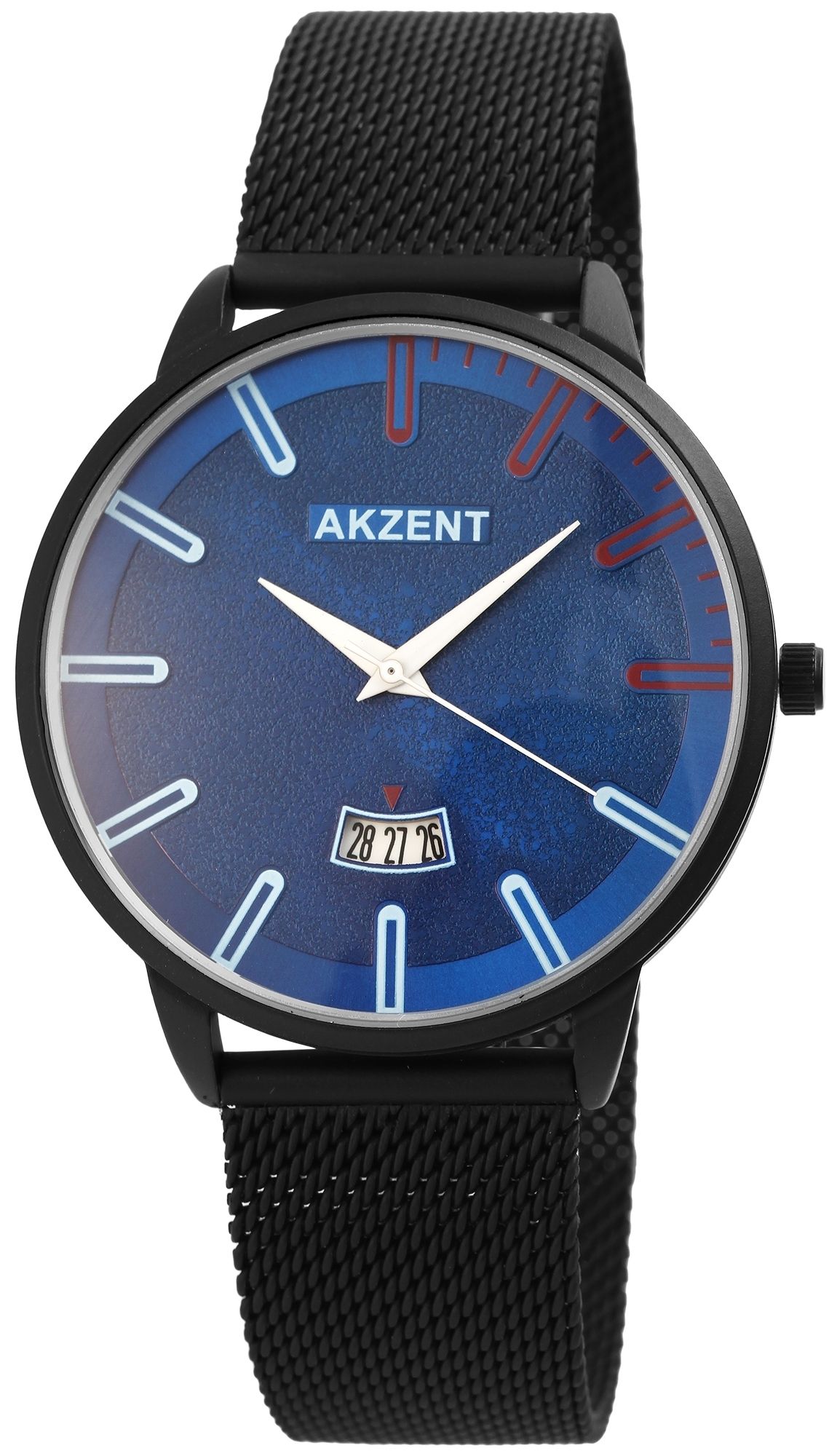 Accent herenhorloge met roestvrij stalen mesh band