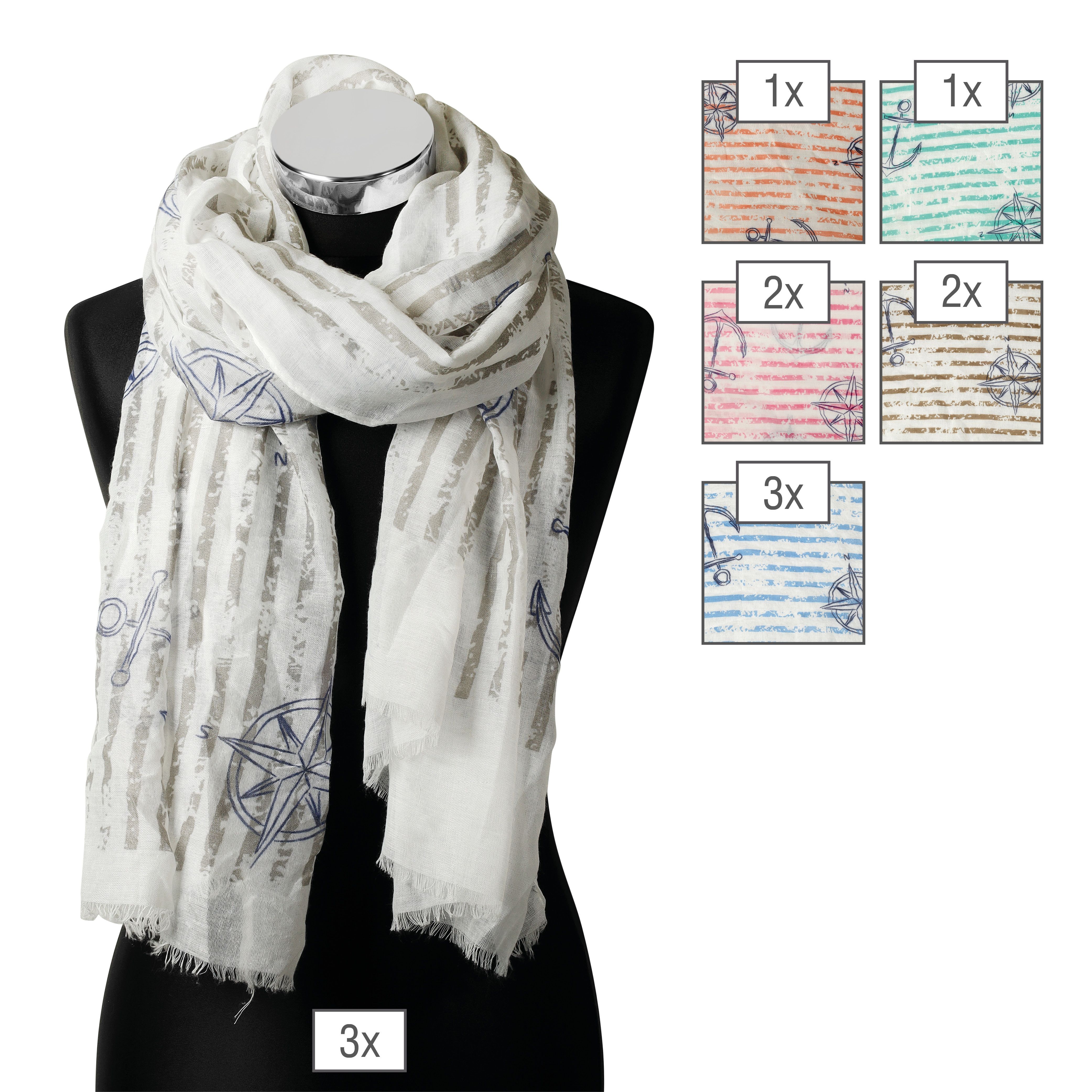 Schalpaket farblich sortiert, 170 x 70 cm, 100% Polyester, VE 12