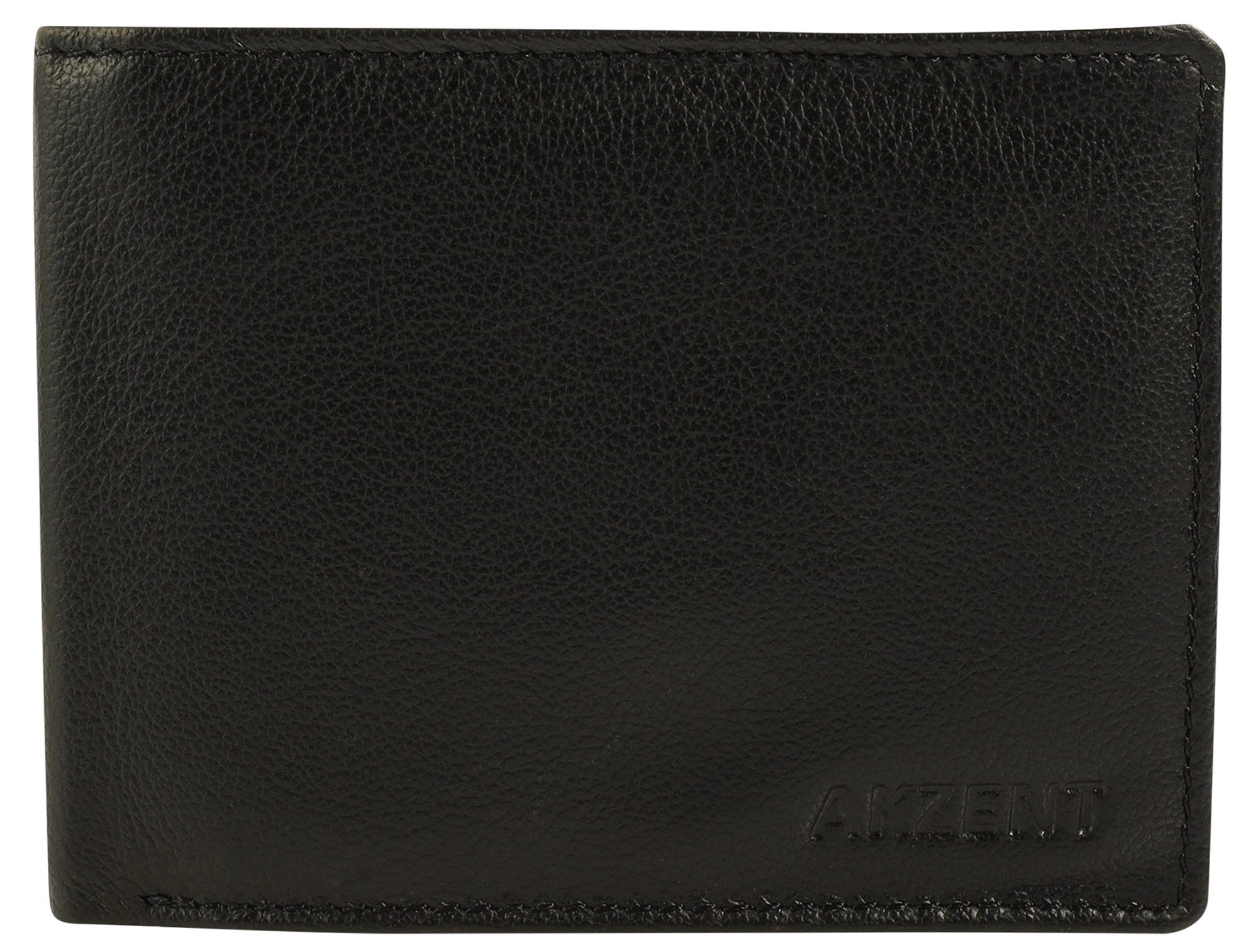 Akzent portemonnee van echt leer, liggend formaat, RFID, zwart