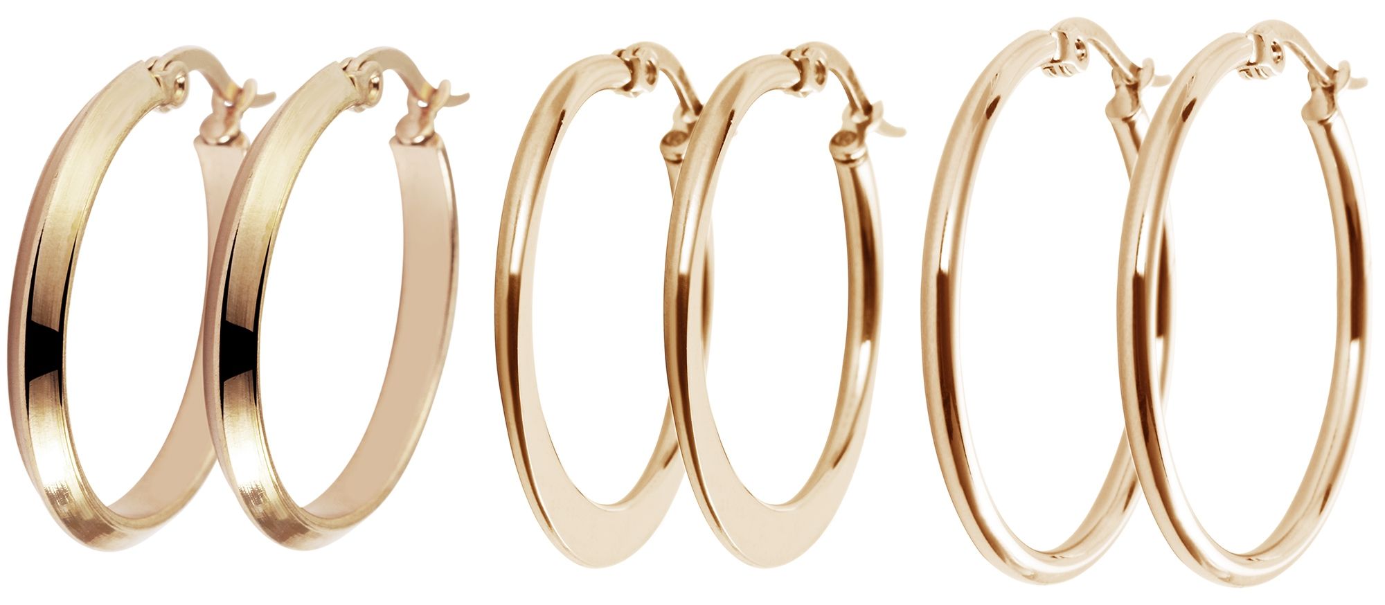 "Sheila" Akzent Creolen aus Edelstahl, 3er Set,Ionenplattiert, goldfarben