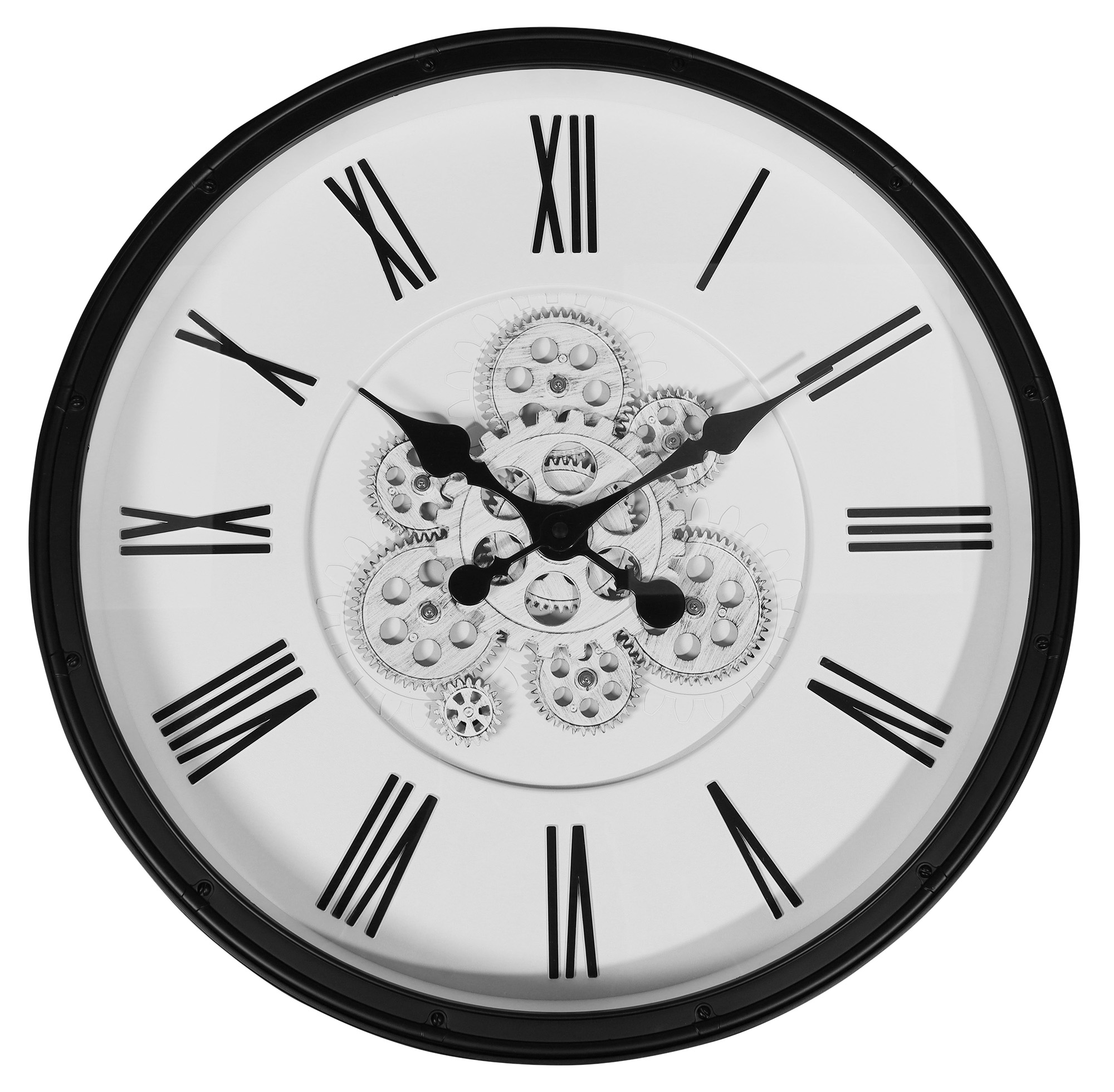 Skeletwandklok in industriële vintagelook, Ø 50,5 cm, zwart/wit