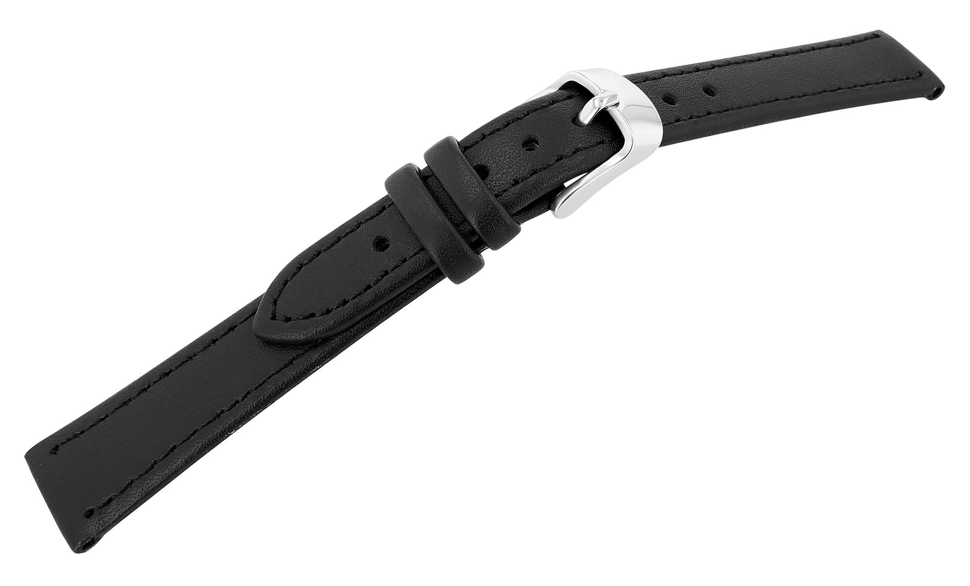 Echtleder-Uhrenarmband, schwarz, 14 mm
