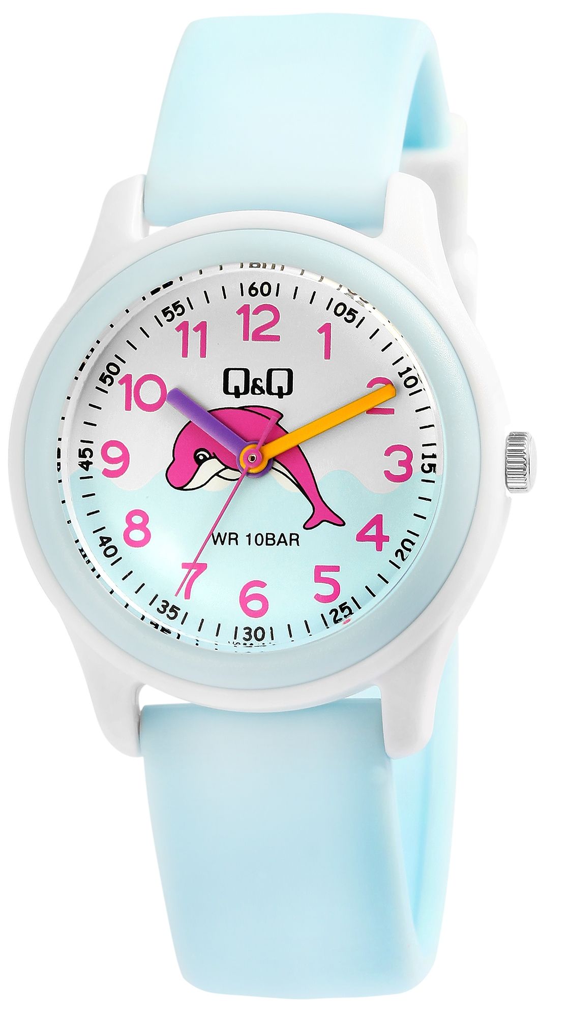 Q&amp;Q kinderhorloge met siliconen band, "Dolfijn", 10 bar
