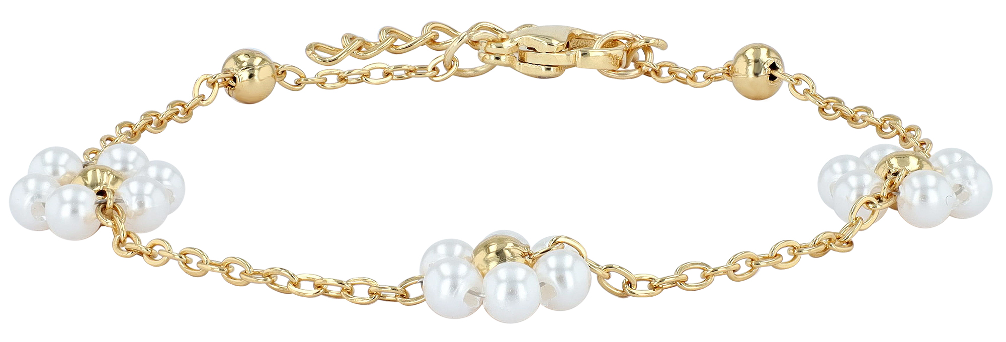 "Jaika" Armband (17+3 cm), Edelstahl/ Glasperlen, Blüte, goldfarben