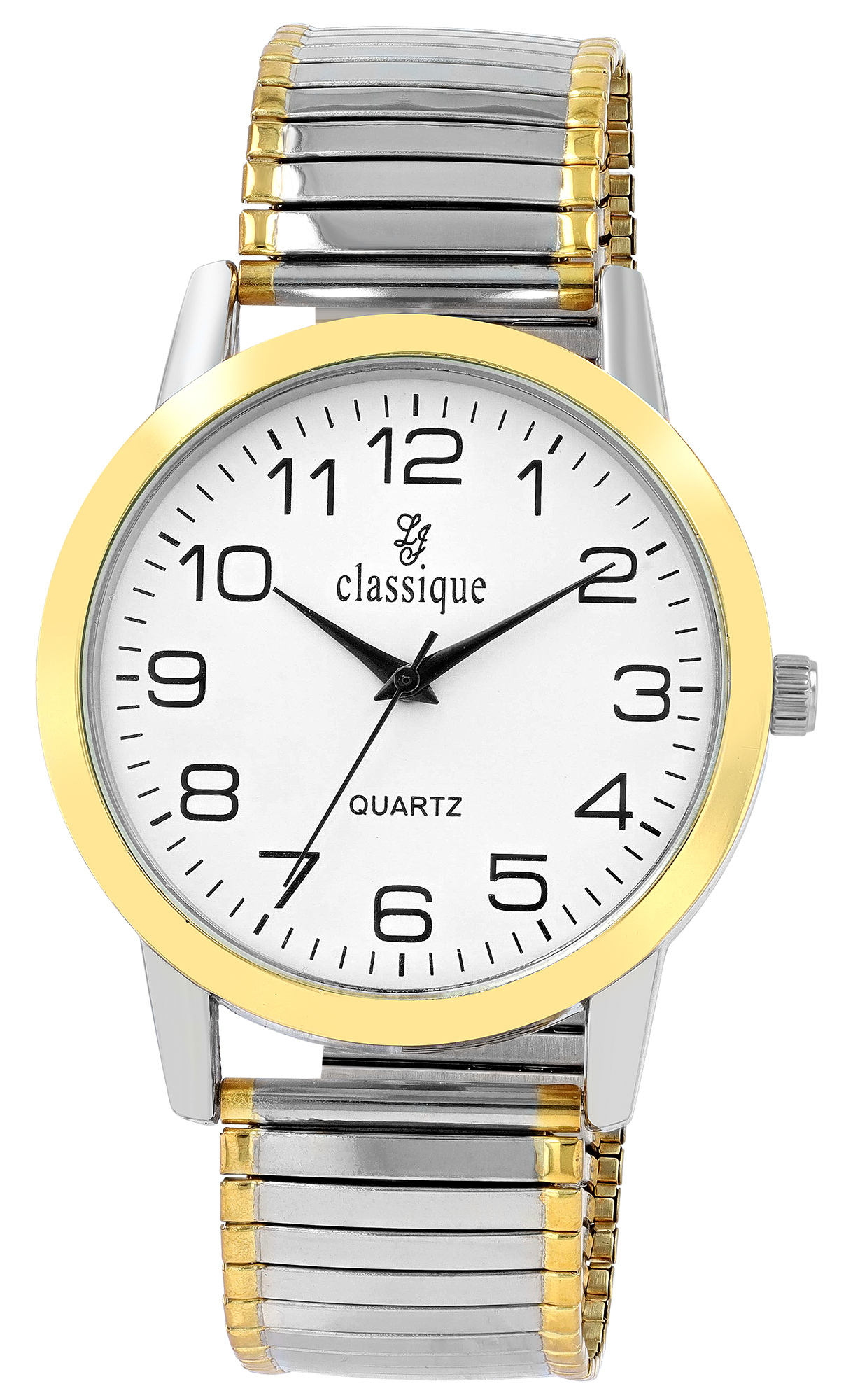Classique herenhorloge met roestvrijstalen schakelarmband Ø 40 mm, tweekleurig