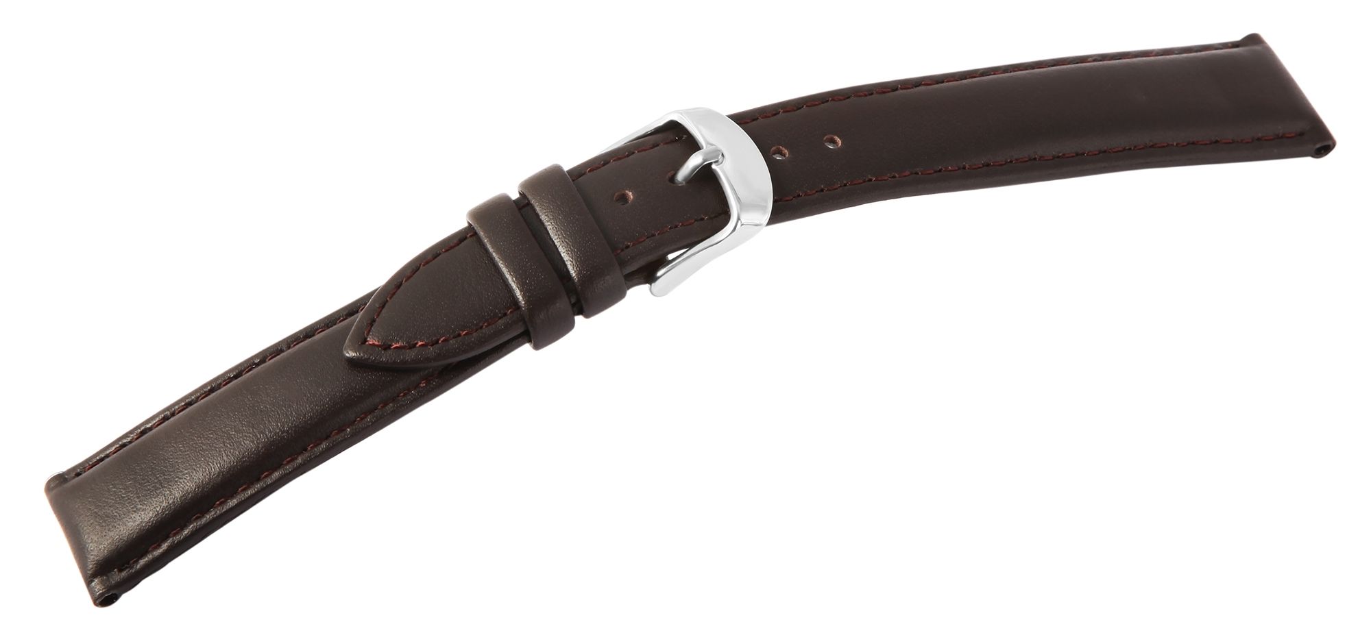 Echt leren horlogeband, donkerbruin, 14 mm