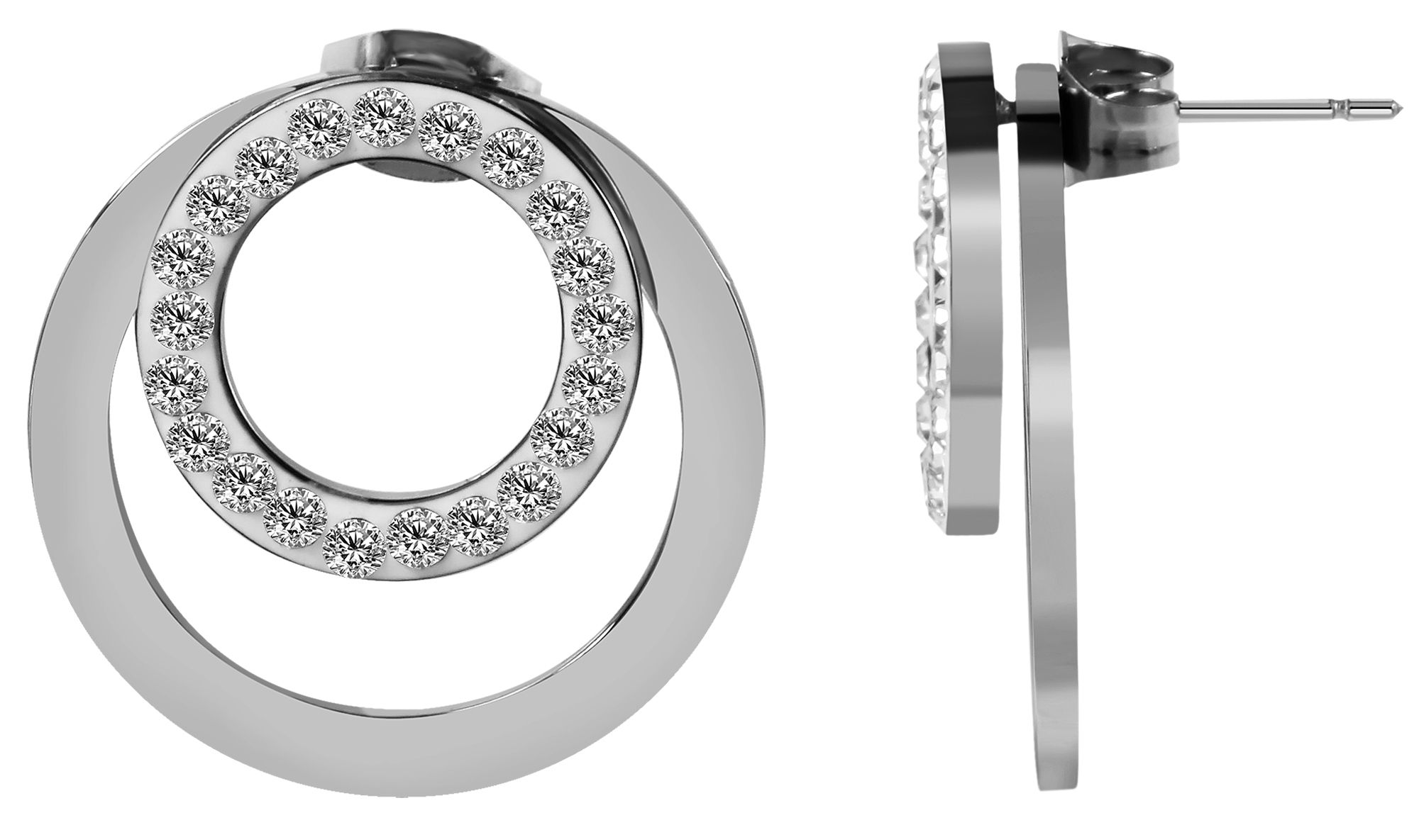 Akzent Ohrstecker, Edelstahl, Similibesatz, silberfarben