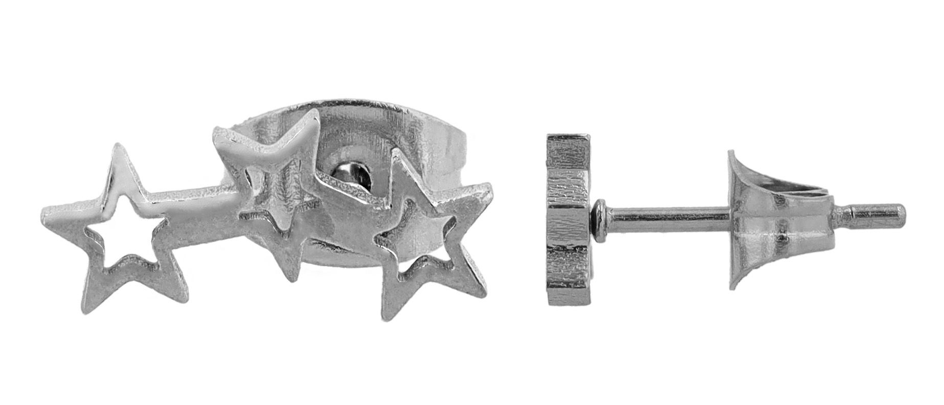Akzent Ohrstecker "Xyris", Edelstahl, Sternenreihe, silberfarben