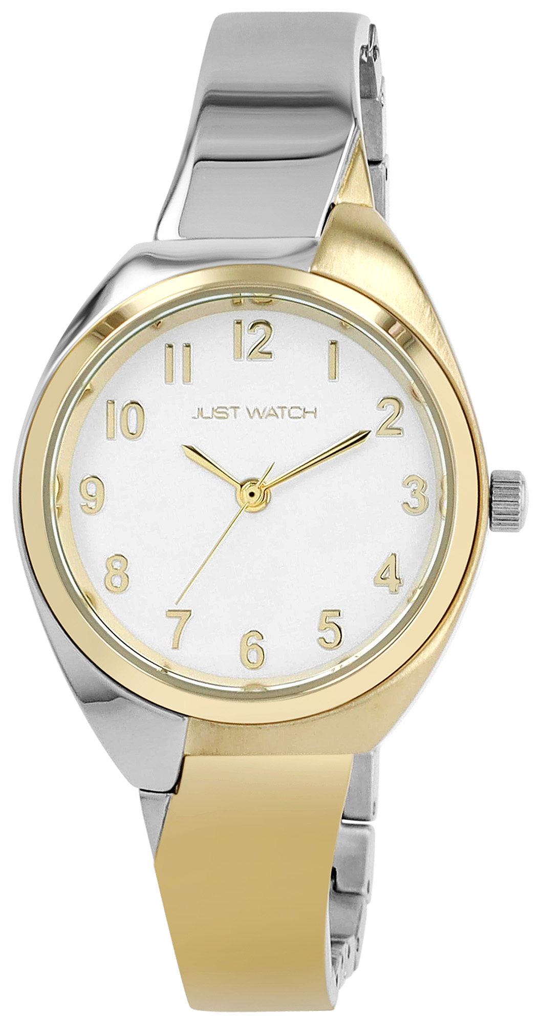 Just Watch Damenuhr "Maja" mit Edelstahlband, Gliederarmband mit Halbspange, Bicolor (silberfarben/ goldfarben), silberfarben