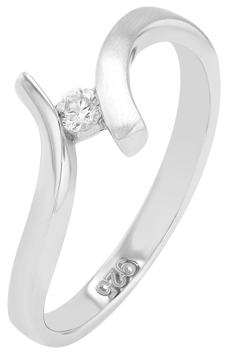 "Thea" 925/- Echt Silber Ring, Zirkon, rhodiniert, Gr. 58