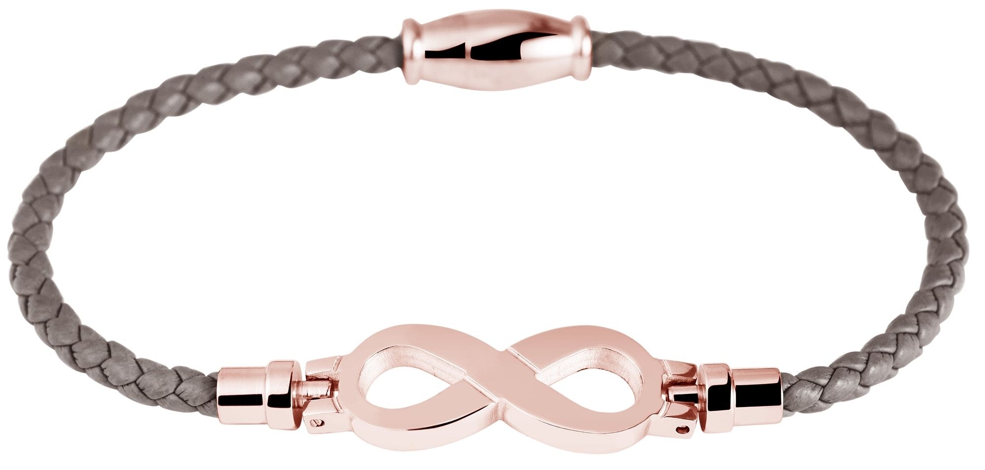Akzent Armband aus Lederimitat mit Unendlichkeitszeichen aus Edelstahl, taupe/roségoldfarben