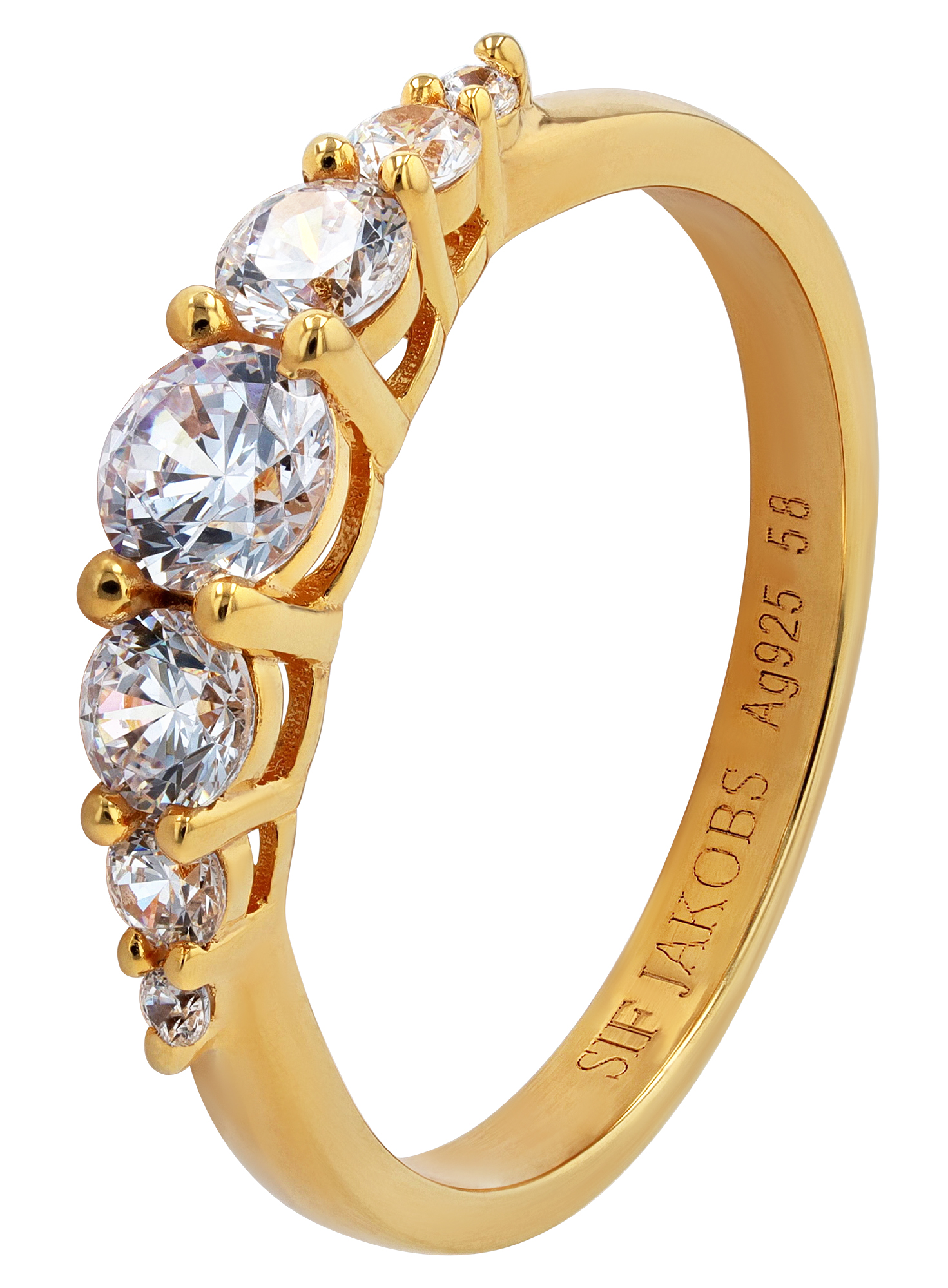 Sif Jakobs Jewellery 925/- echt zilveren ring "Belluno" maat 58, zirkonia (wit), verguld