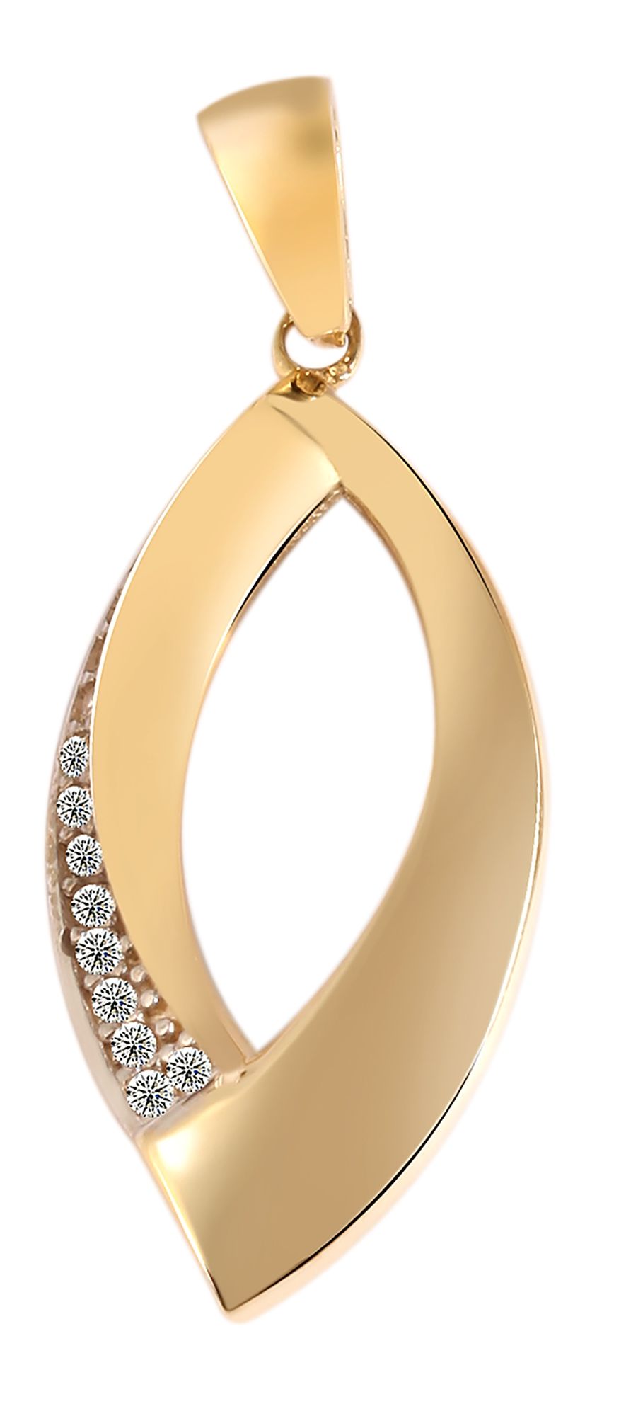 375/- gouden hanger "Ileane" zonder ketting met zirkonia, 9 karaat, geelgoud