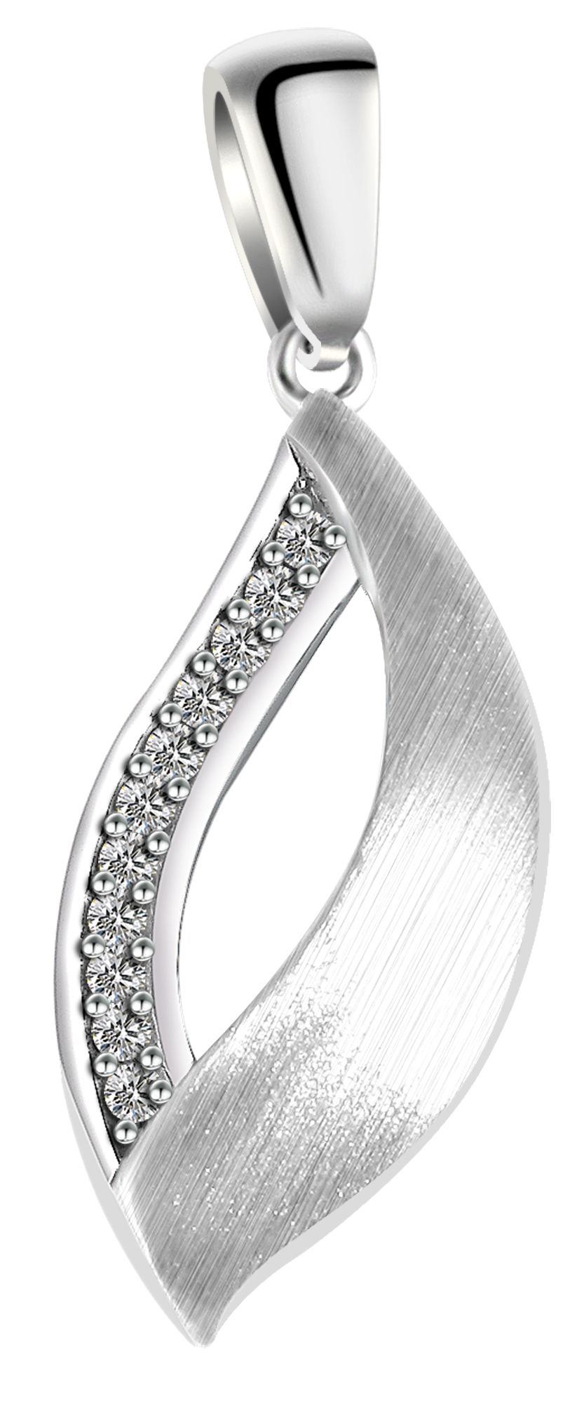 925/- Echt Silber Anhänger ohne Kette "Kala", Zirkoniabesatz, mattiert/poliert, 925/rhodiniert