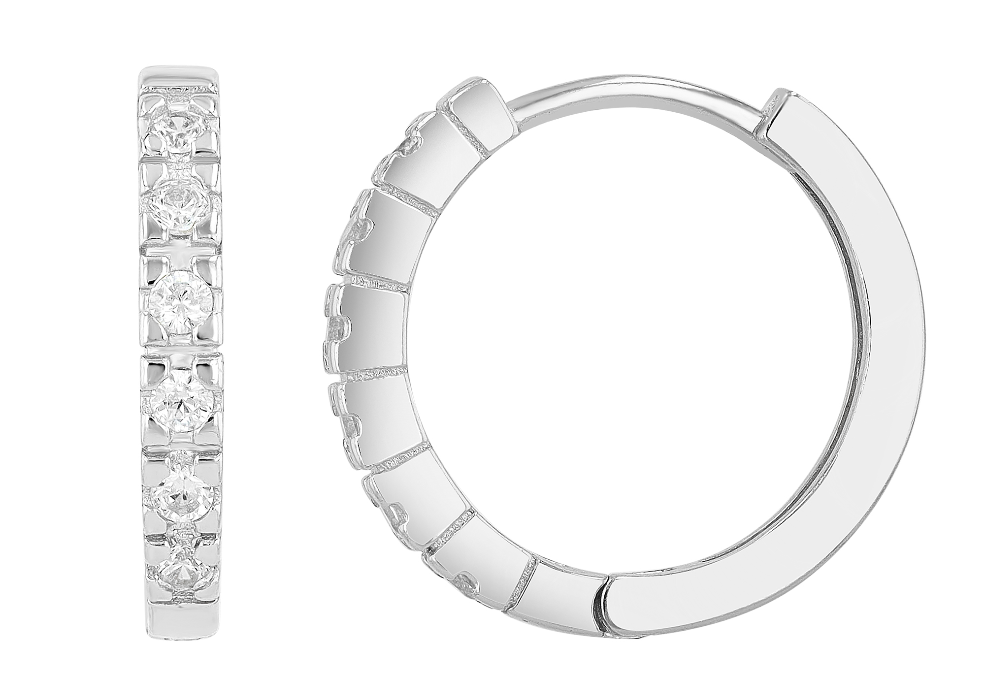 "Gea" 925/- Echt Silber Creolen Ø 14 mm mit Zirkonia, rhodiniert