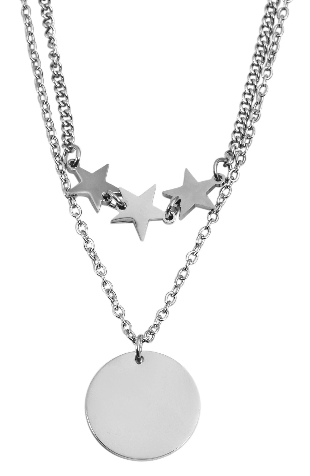 Akzent Layering-Halskette aus Edelstahl, gravurfähig, 45+5 cm, silberfarben