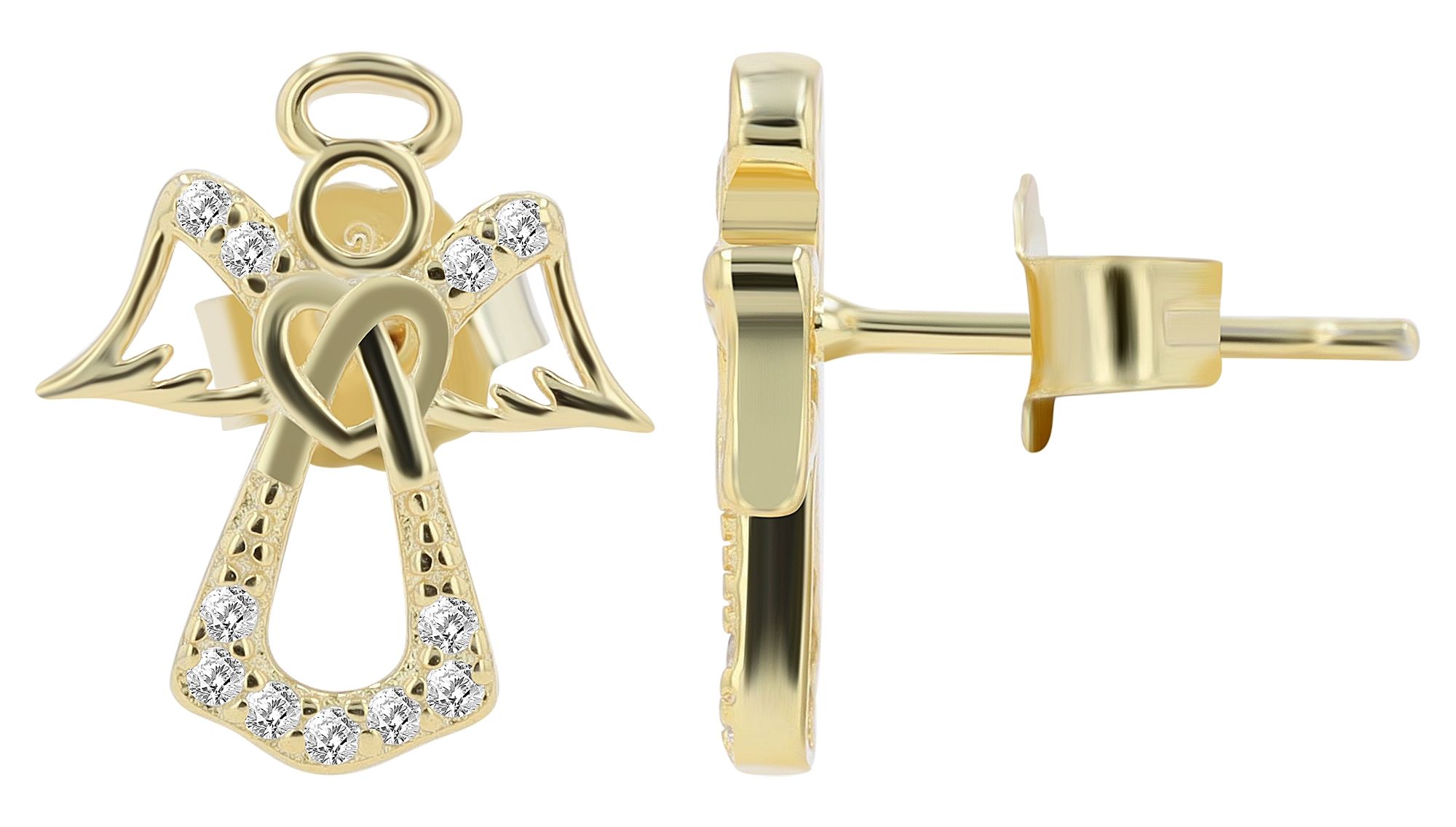 925 Sterling zilveren oorstekers "Naiara", engel, verguld