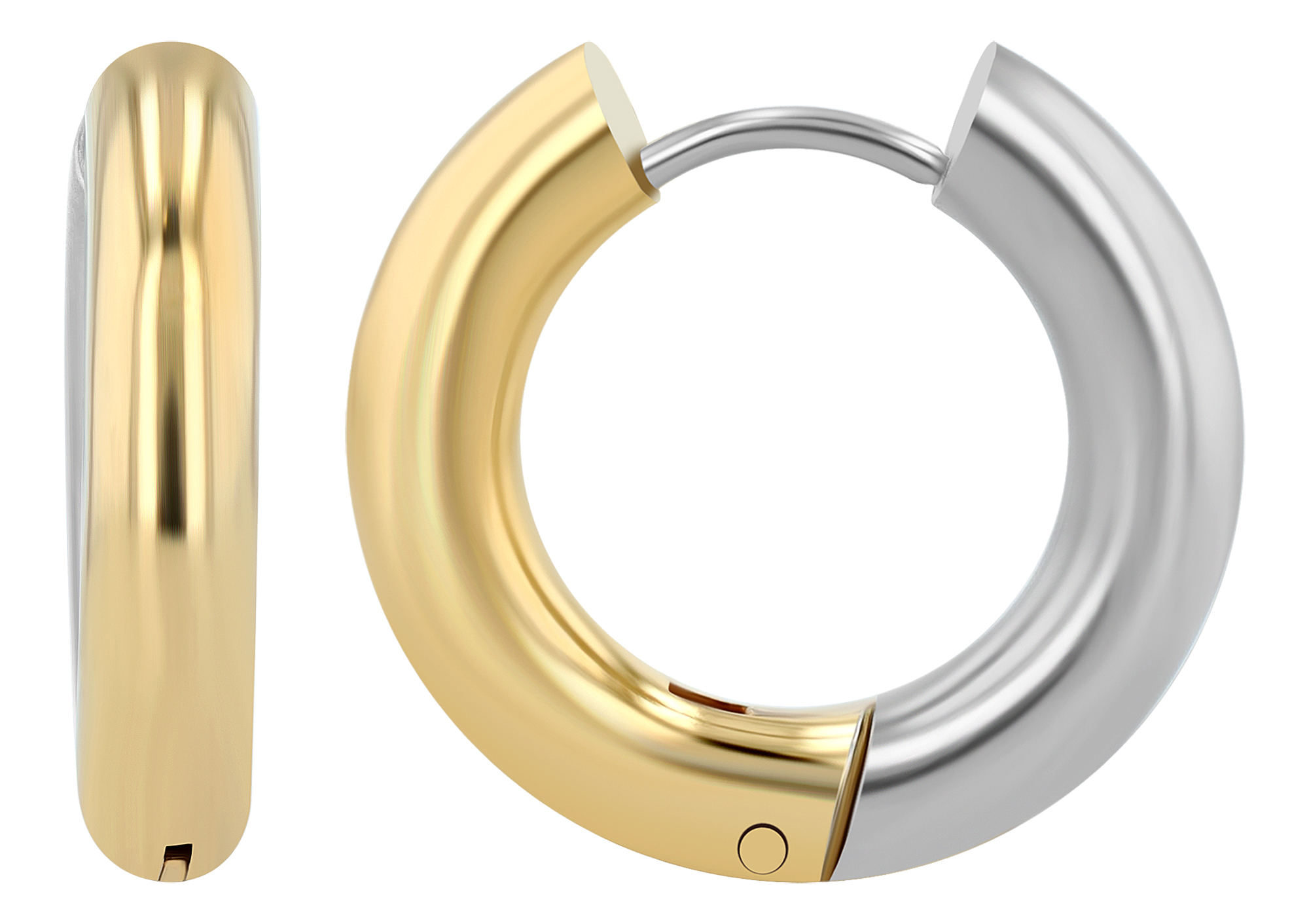 "Ahsoka" runde Creole aus Edelstahl, bicolor (silberfarben/ goldfarben)