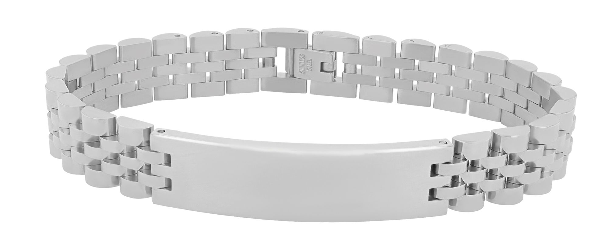 Akzent roestvrij stalen armband "Austin" met graveerplaatje, 21cm, zilverkleurig