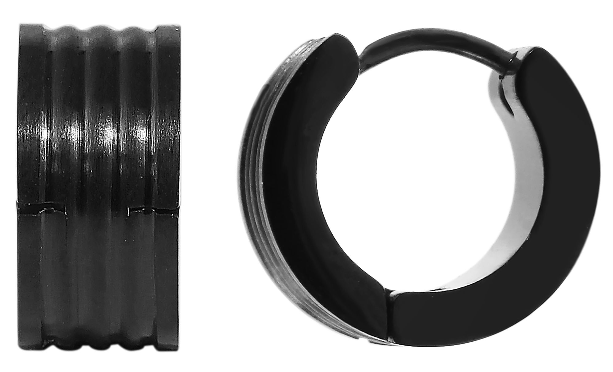 "Vasco" unisex Edelstahl Klapp-Creolen, schwarz