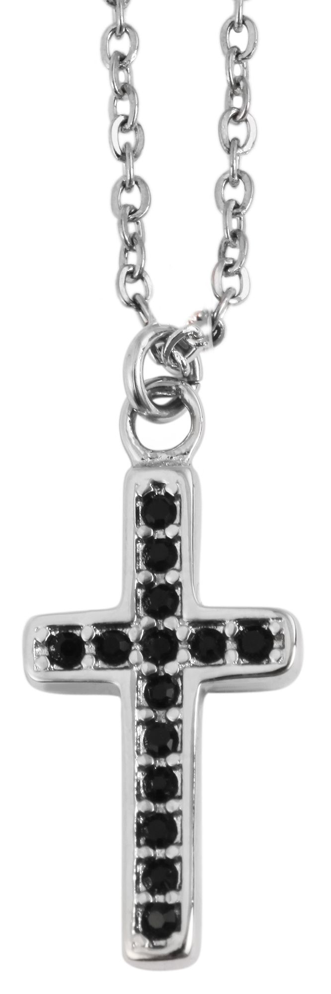 Accent ankerketting met kruis hanger, roestvrij staal, zwarte Similib afwerking