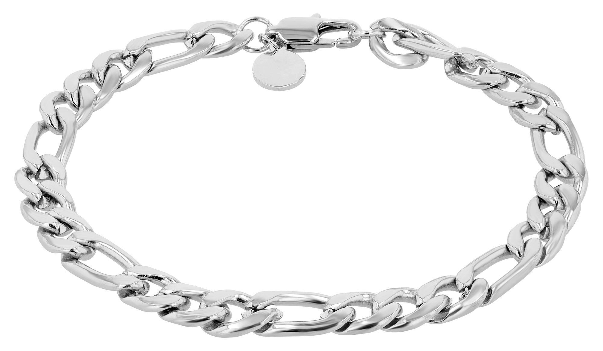 "Chico" Edelstahlarmband, 21,5 cm, Stärke 8 mm, silberfarben