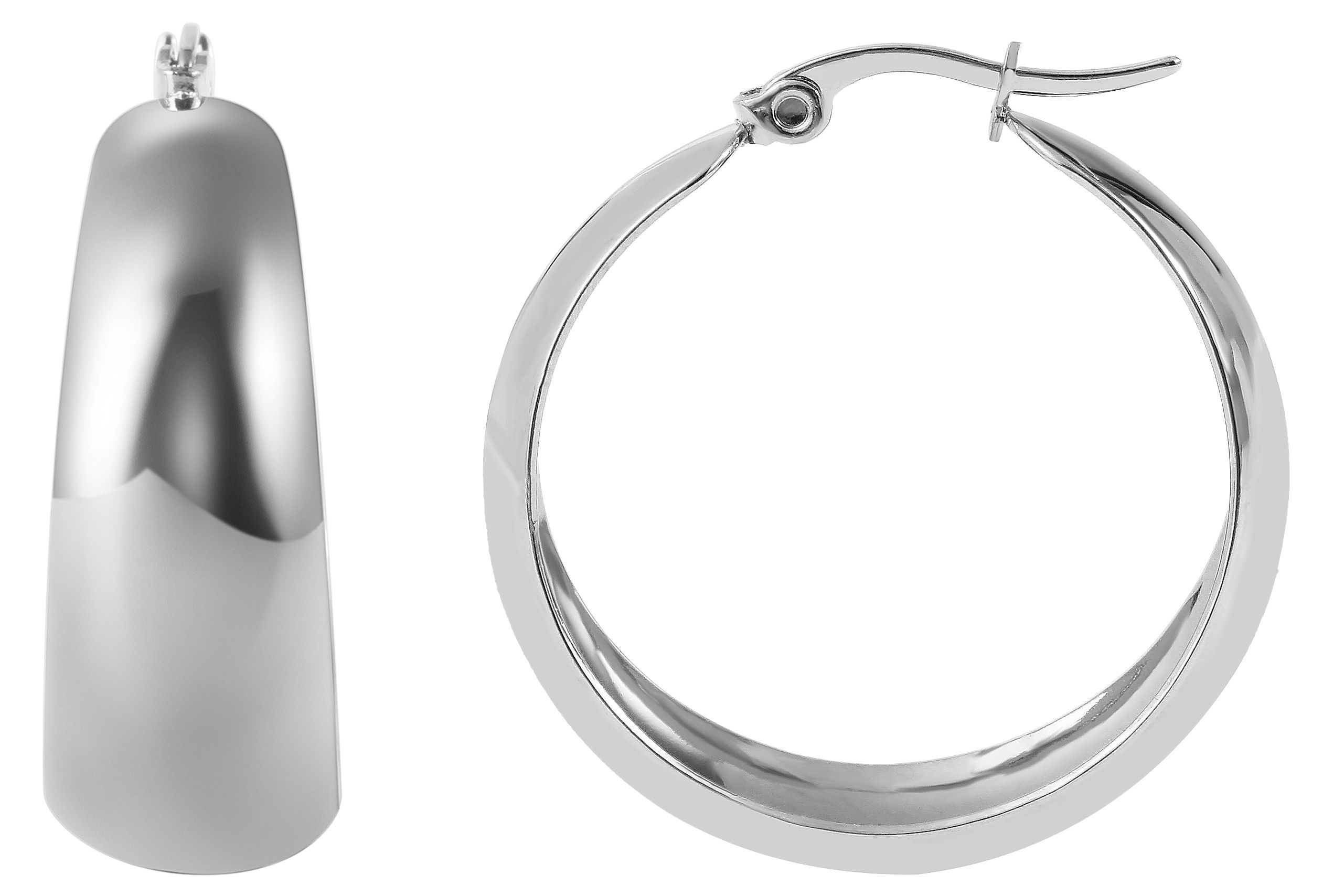 "Crol" roestvrijstalen accent hoepel oorbellen, statement sieraden, zilverkleurig