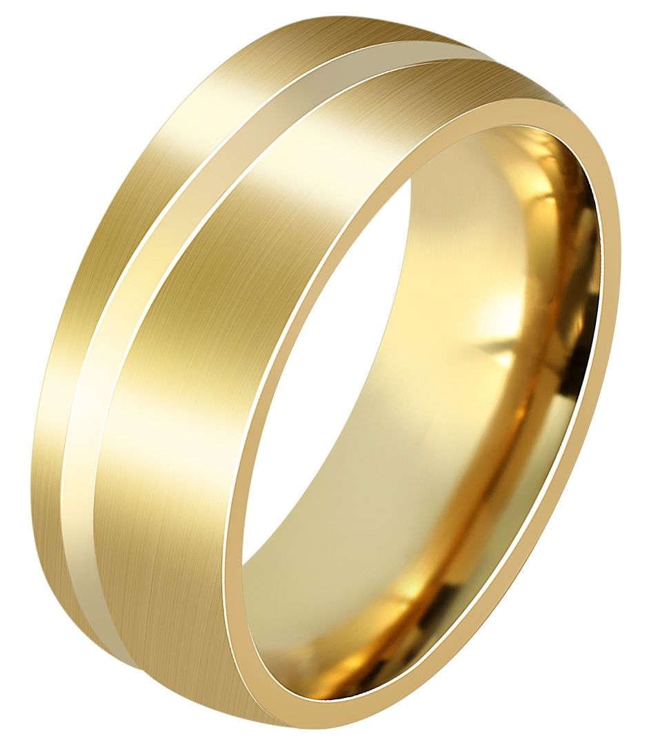 "Peybrey" Herren-Partnerring Gr 58 aus Edelstahl, Ionenplattiert, goldfarben