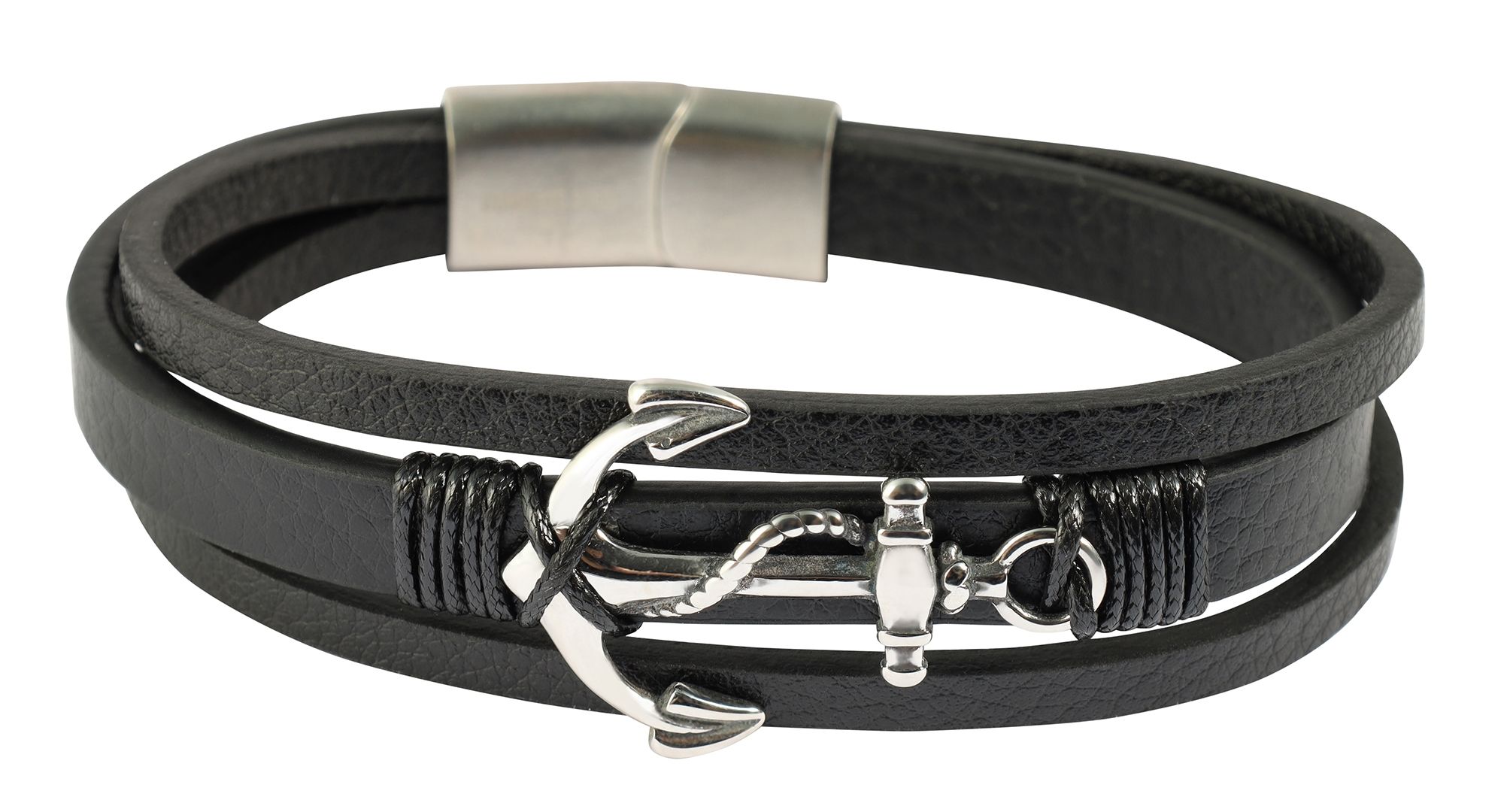 "Artur" Armband aus Lederimitat, Anker, VE 4