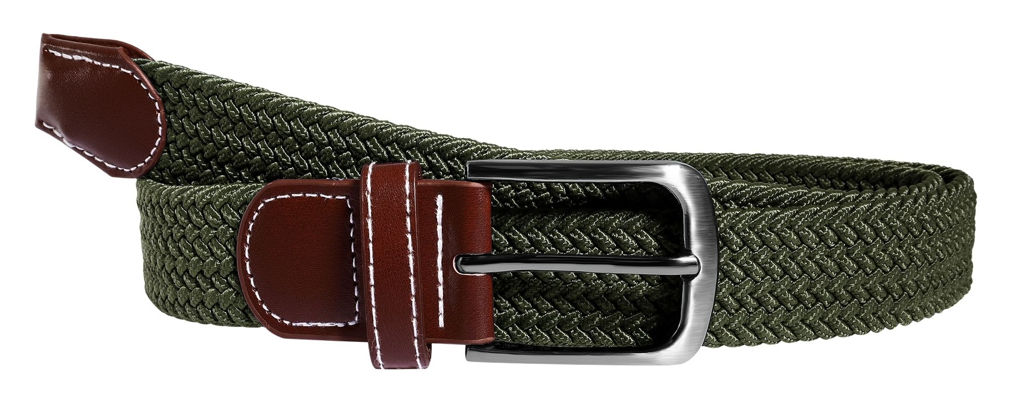 Unifarbener Flechtgürtel aus Textil, khaki, 120 cm (L)