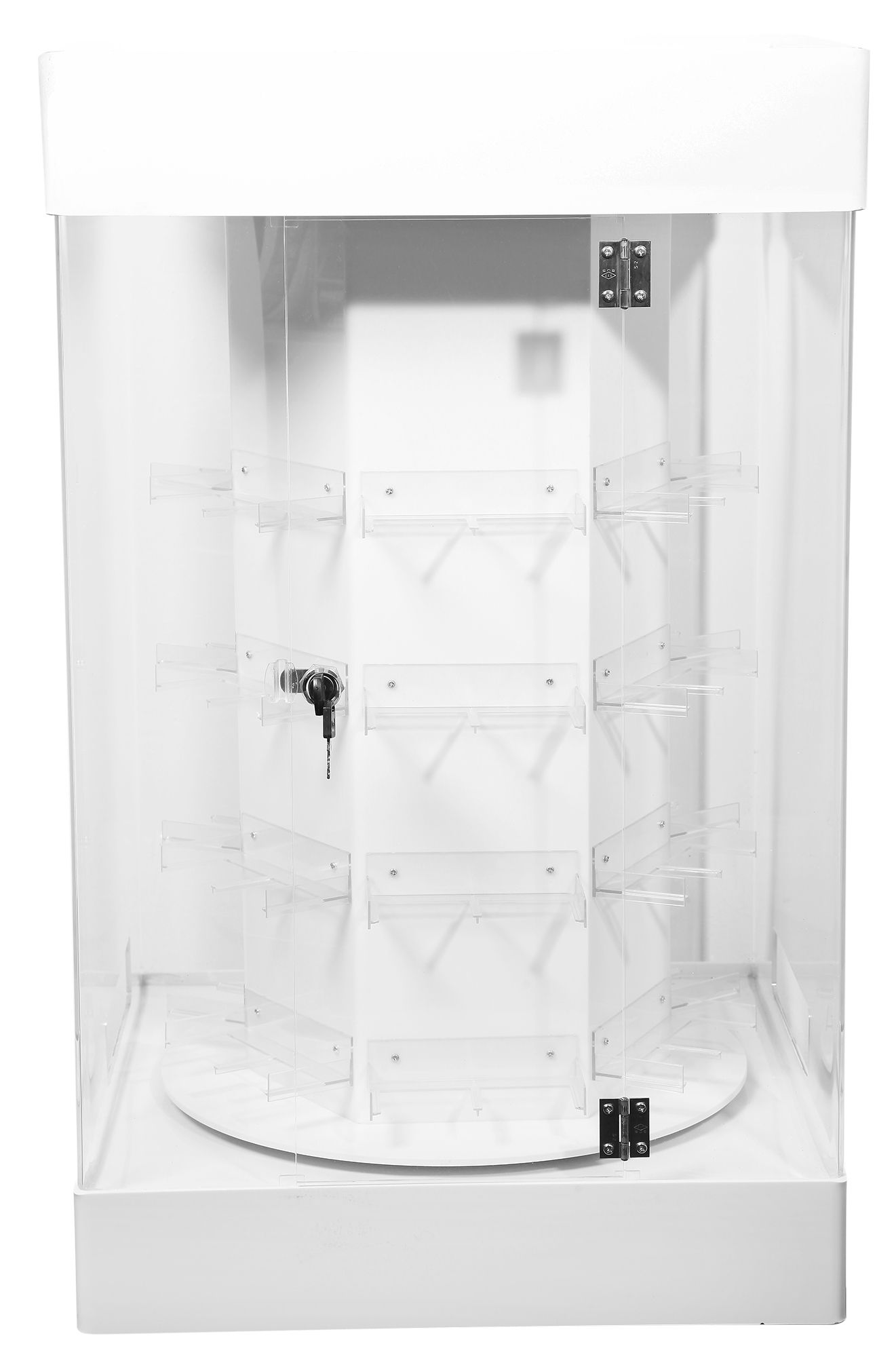 Display weiß/transparent für 48 Uhren, 47 x 47 x 80 cm