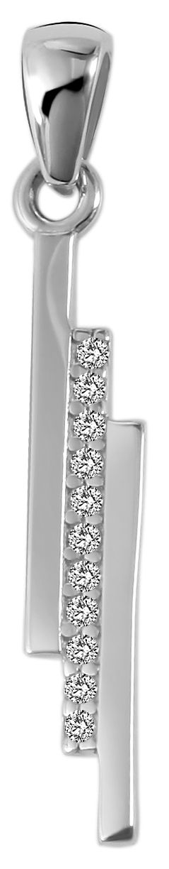 333/- gouden hanger "Ebony" zonder ketting, zirkonia zetting, 8 karaat, witgoud