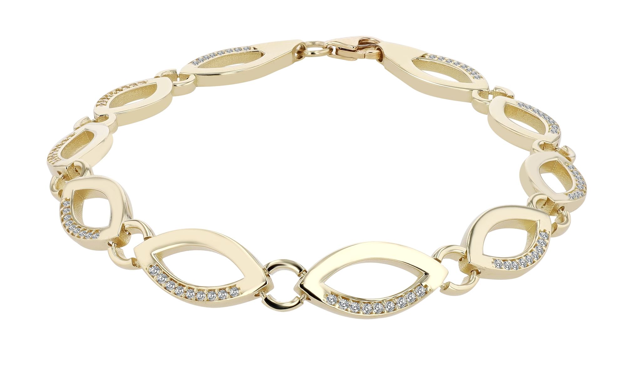 333/- Gold "Galadriel" Armband mit Zirkoniabesatz, 8 Karat, Gelbgold