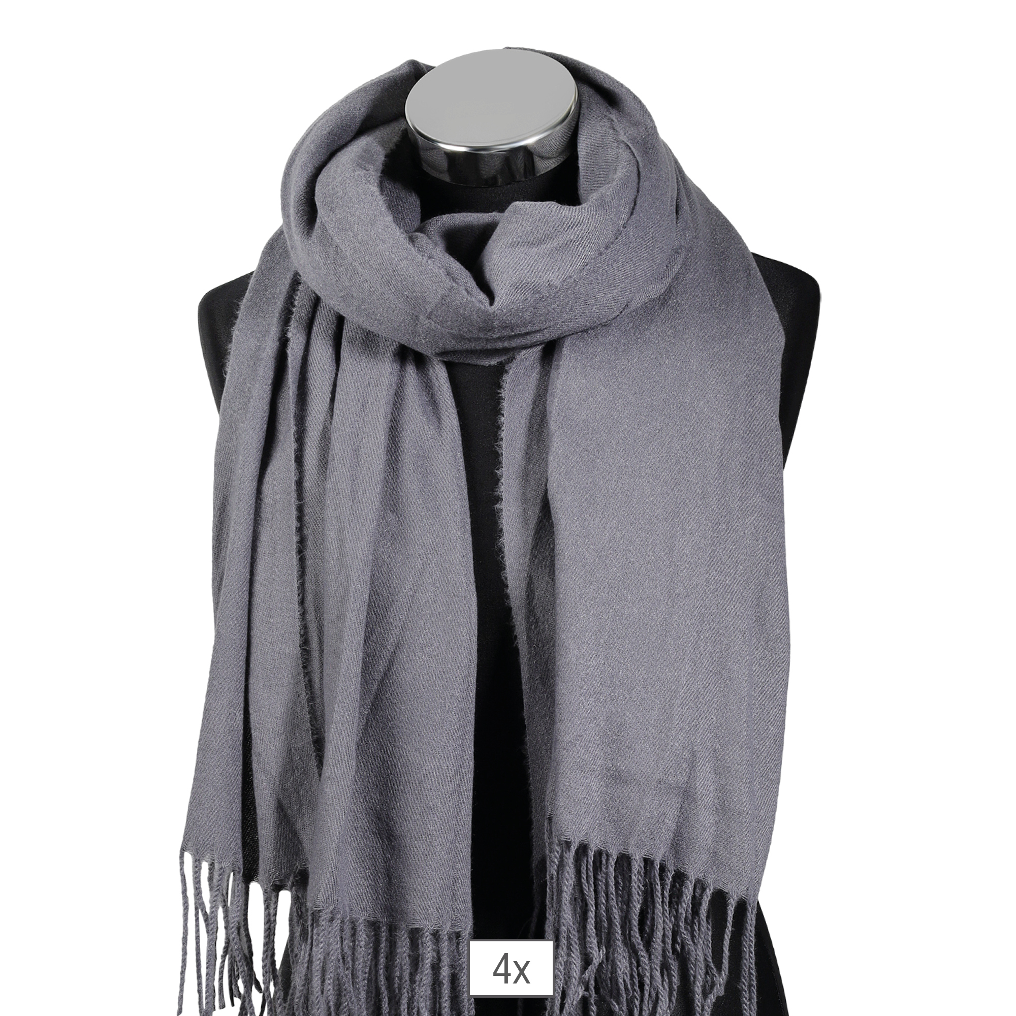 Wintersjaal, effen grijs, 100% viscose, PU 4