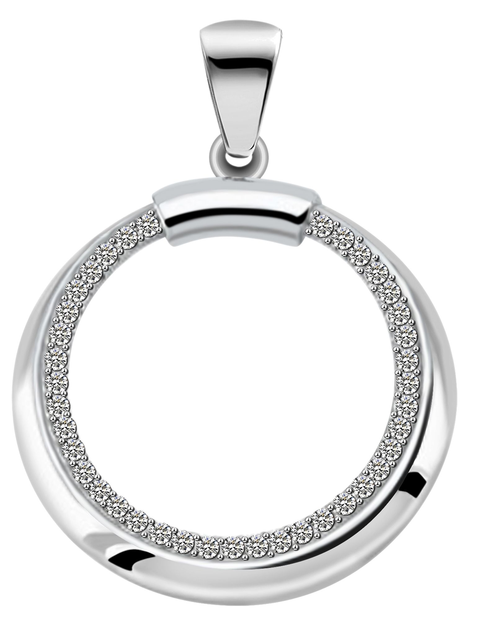 "Amaya" 925/- echt zilveren hanger zonder ketting, zirconia zetting, zilverkleurig gerhodineerd