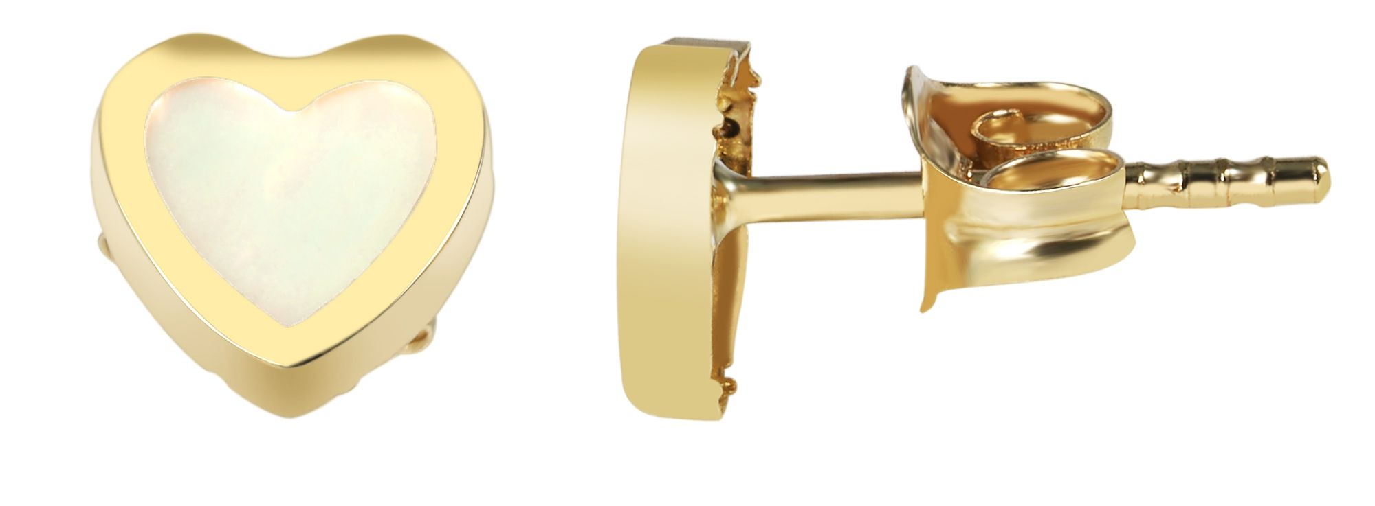 333/- Gold "Juna" Ohrstecker, Herz, Perlmutt, Gelbgold, 8 Karat, Kinder