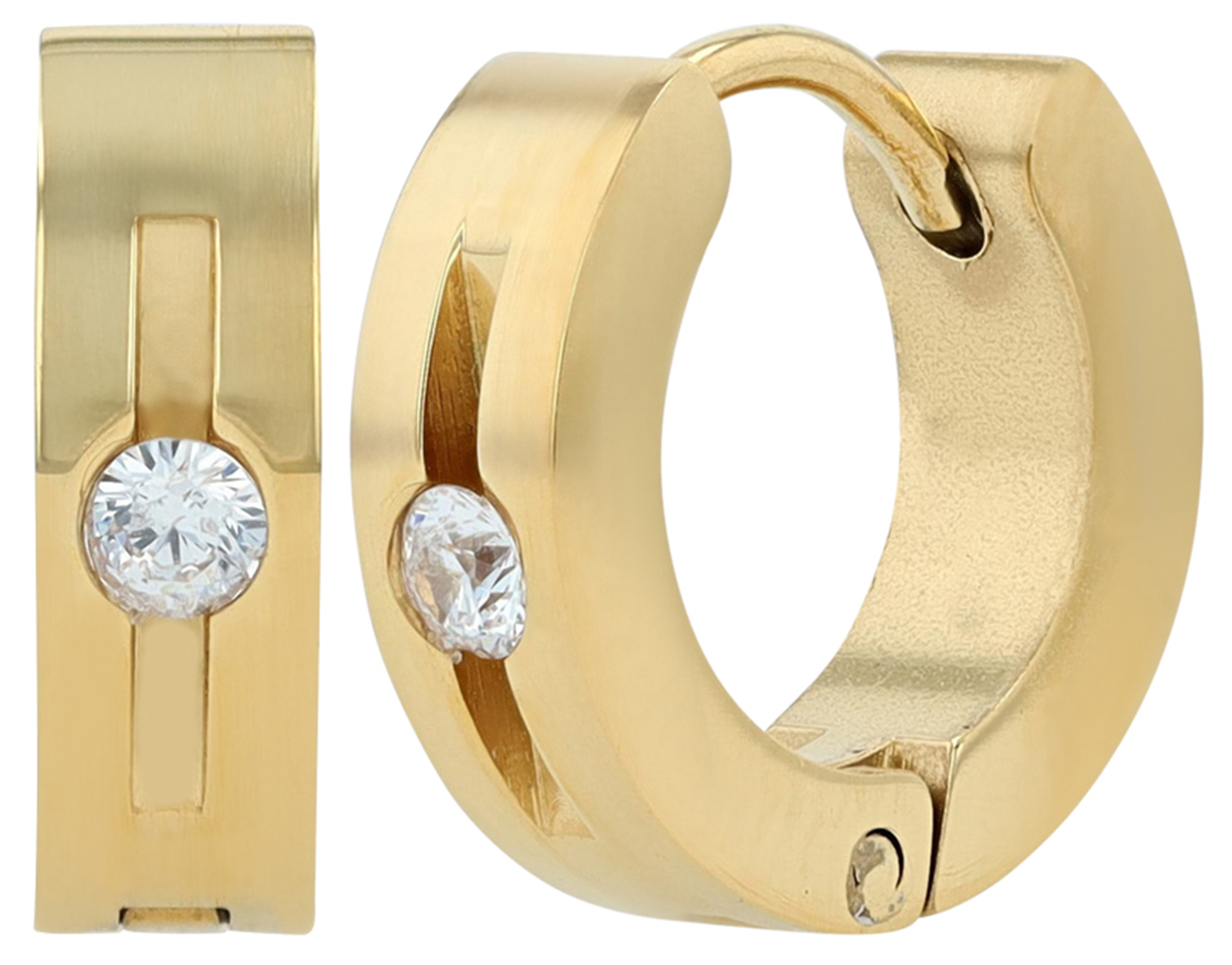 "Elfi" Akzent Klapp-Creolen, Edelstahl, Similibesatz