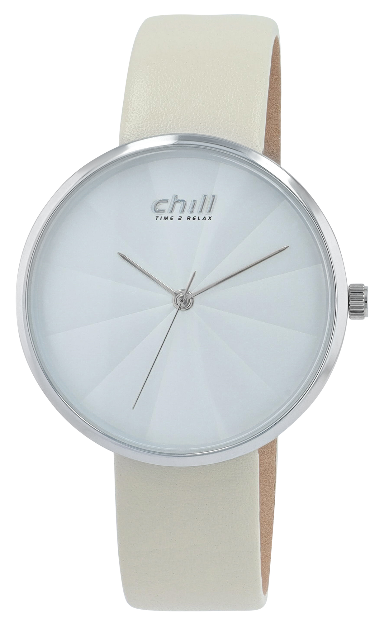 Chill, dameshorloge met imitatieleer, Ø 36 mm, ivoorwit/zilverkleurig