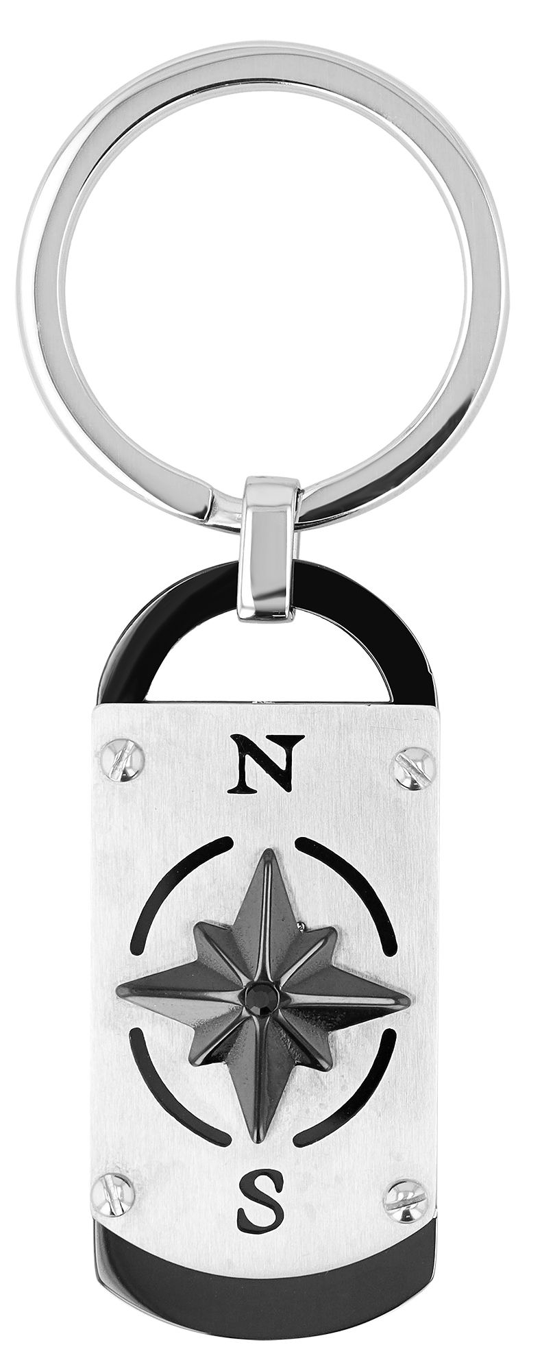 Akzent Schlüsselanhänger mit Kompass-Design, Edelstahl, bicolor