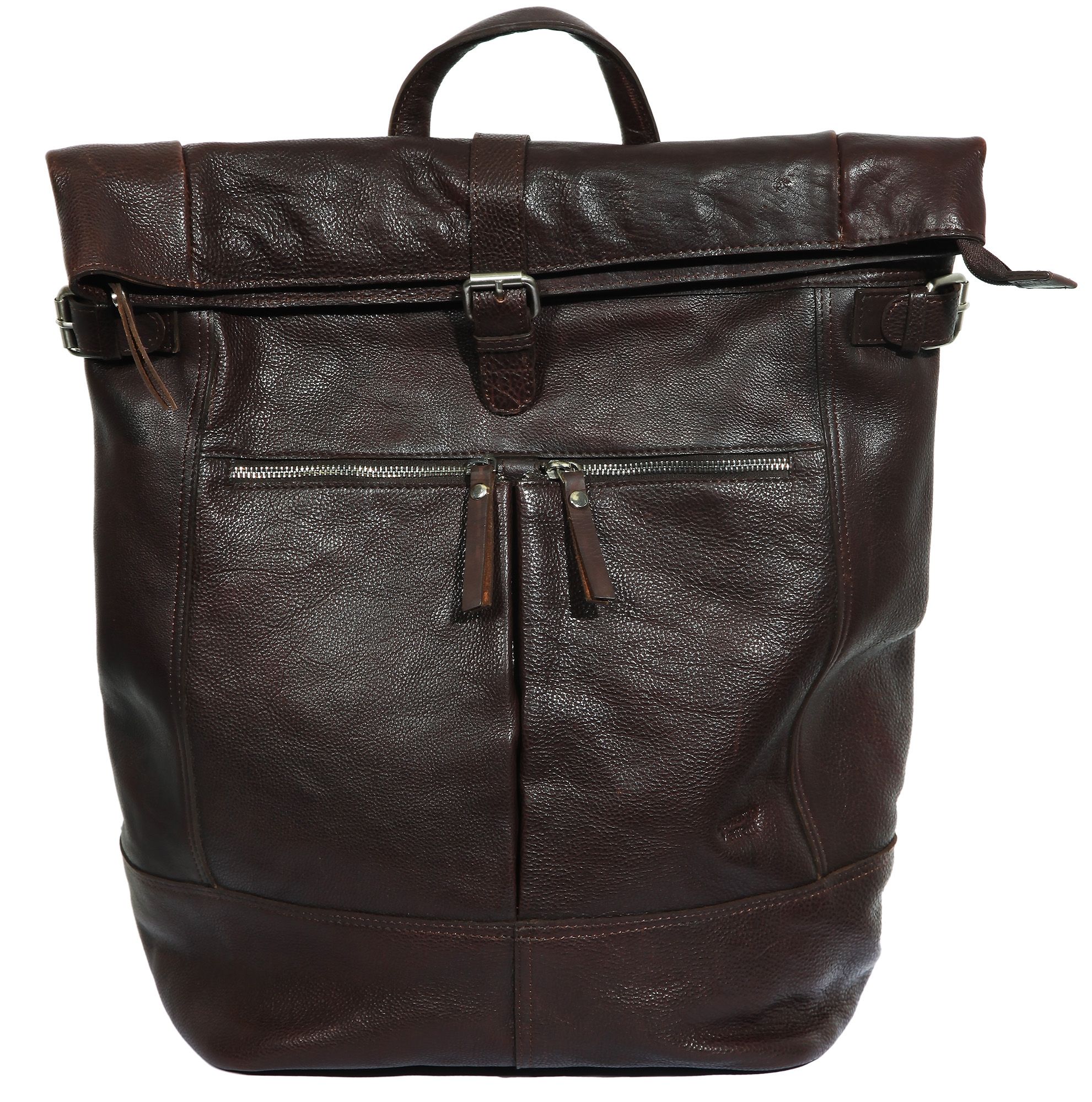 Leonardo Verrelli rugzak van echt leer, donkerbruin
