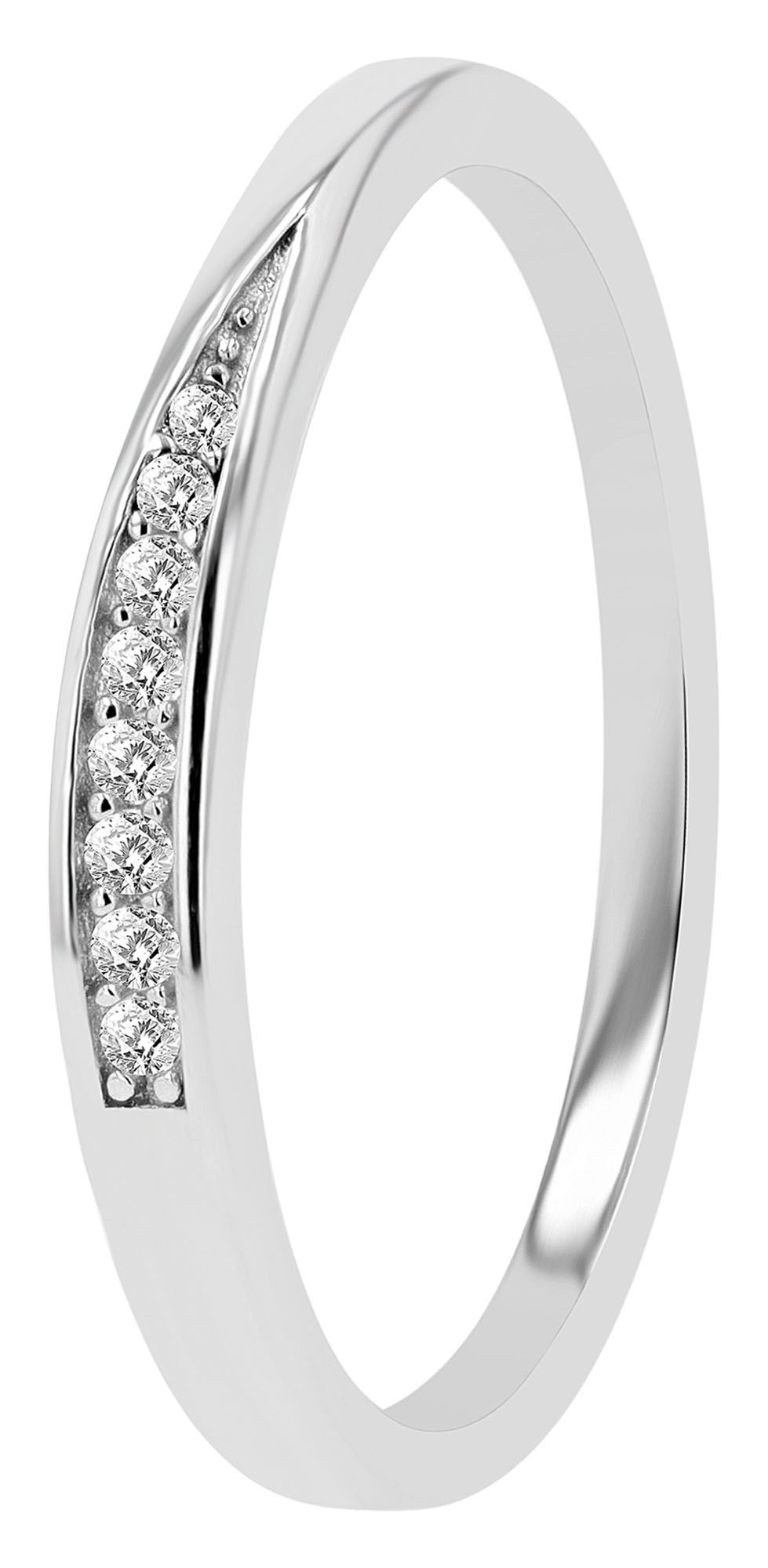 925 Echt Silber Ring mit Zirkoniabesatz, 925/ rhodiniert, Gr. 56