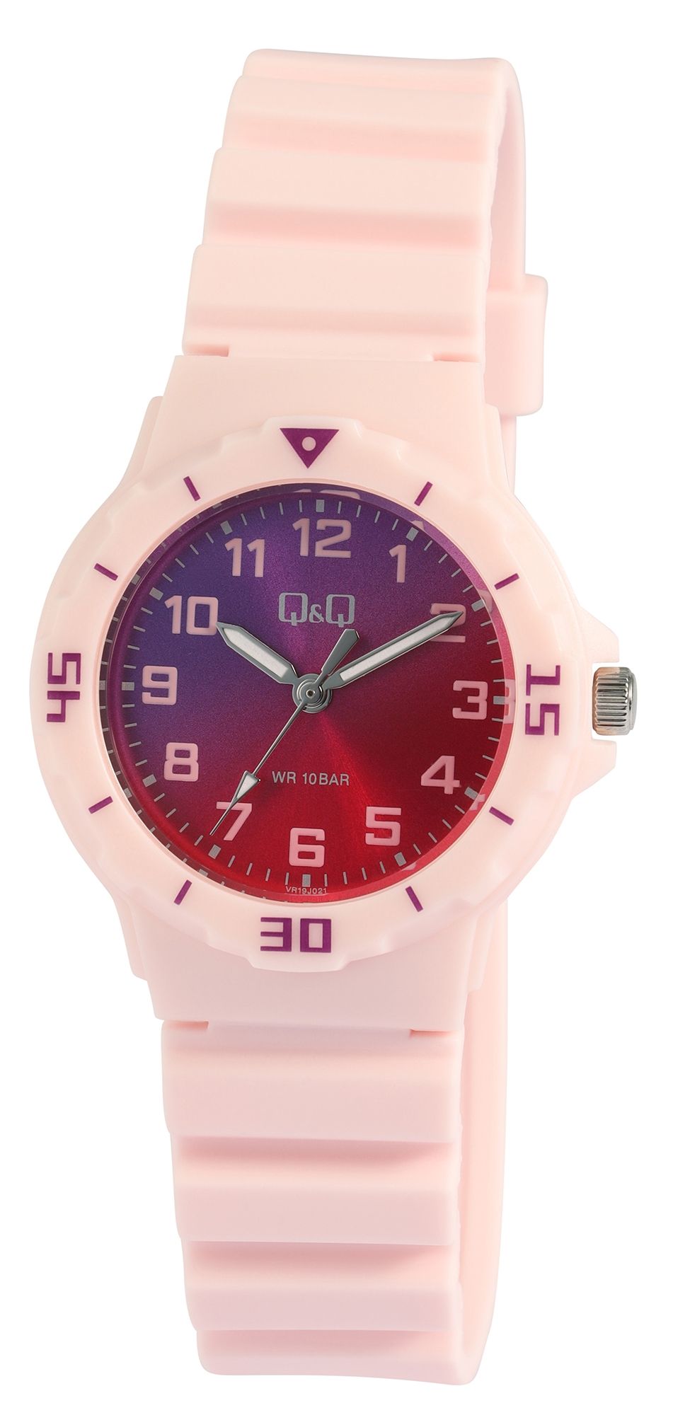 Q&Q Damen-/ Jugenduhr mit Silikonarmband, Ø 33 mm, rosa