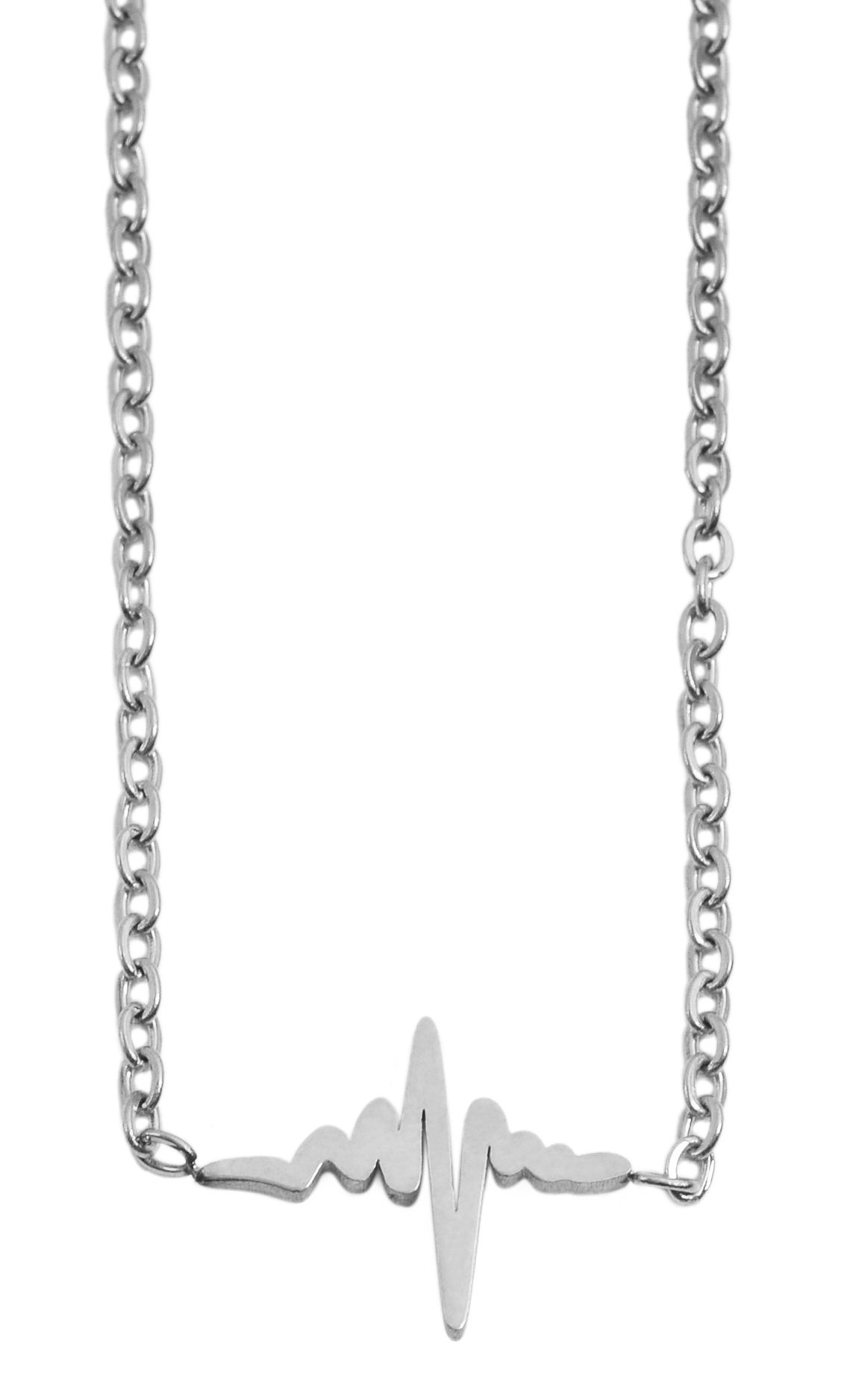 "Juria", Edelstahl Halskette, Anhänger Puls, silberfarben, 43+5 cm