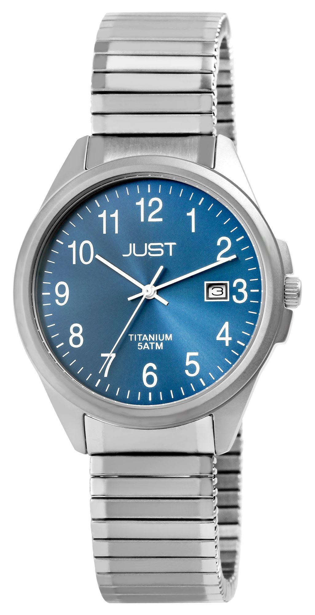 Just Herrenuhr mit Zugarmband, Titan, 5 ATM, blaues ZB