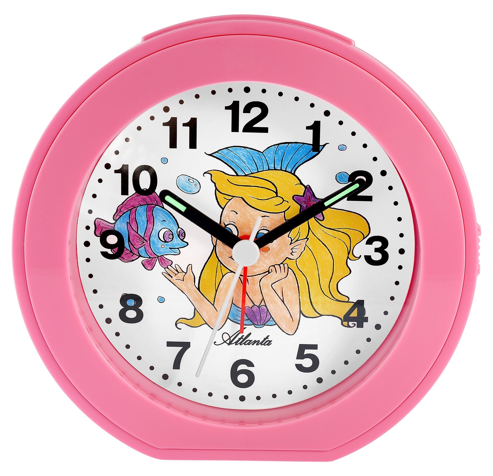 Atlanta kwarts wekker "Mermaid", kruipende seconde, wekkerherhaler, licht, stijgend weksignaal