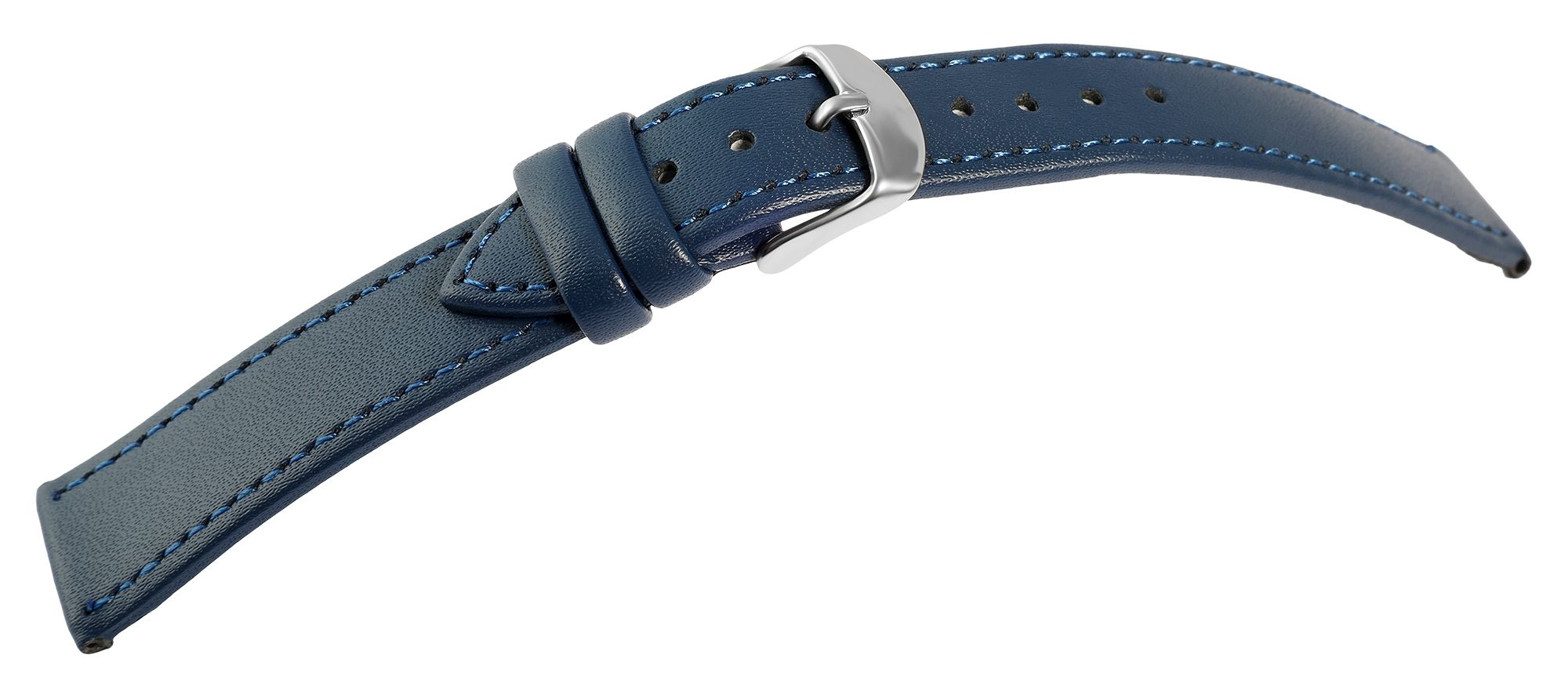 Echt leren horlogeband, donkerblauw, 20 mm