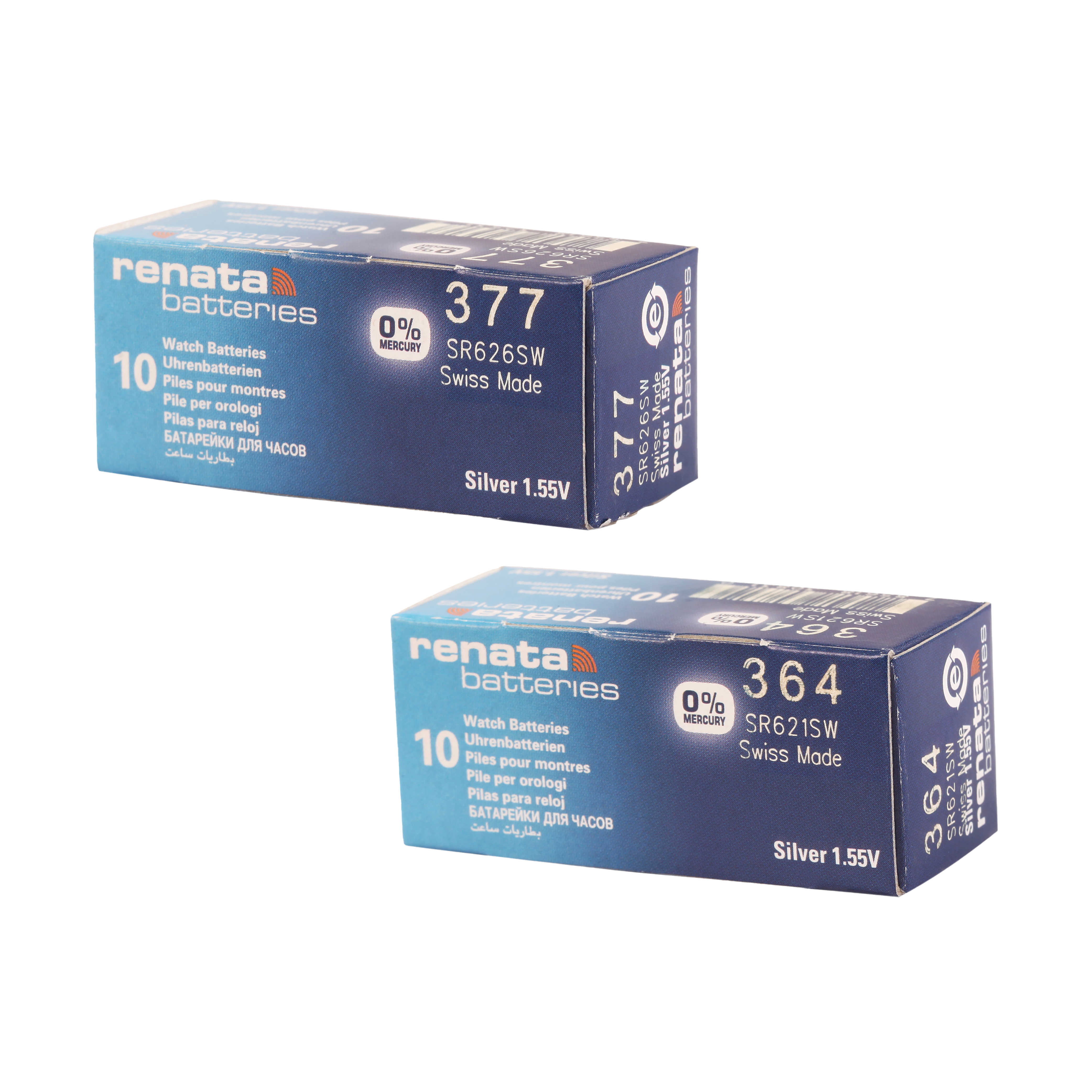 RENATA Silberoxid-Knopfzellen, 0% Quecksilber, 10er Blister, R377 & R364