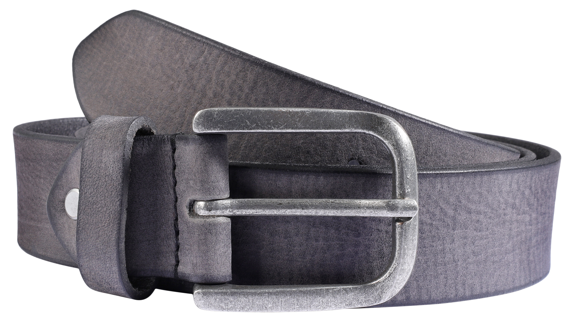 Leonardo Verrelli echt lederen riem, grijs, inkortbaar, 90 cm